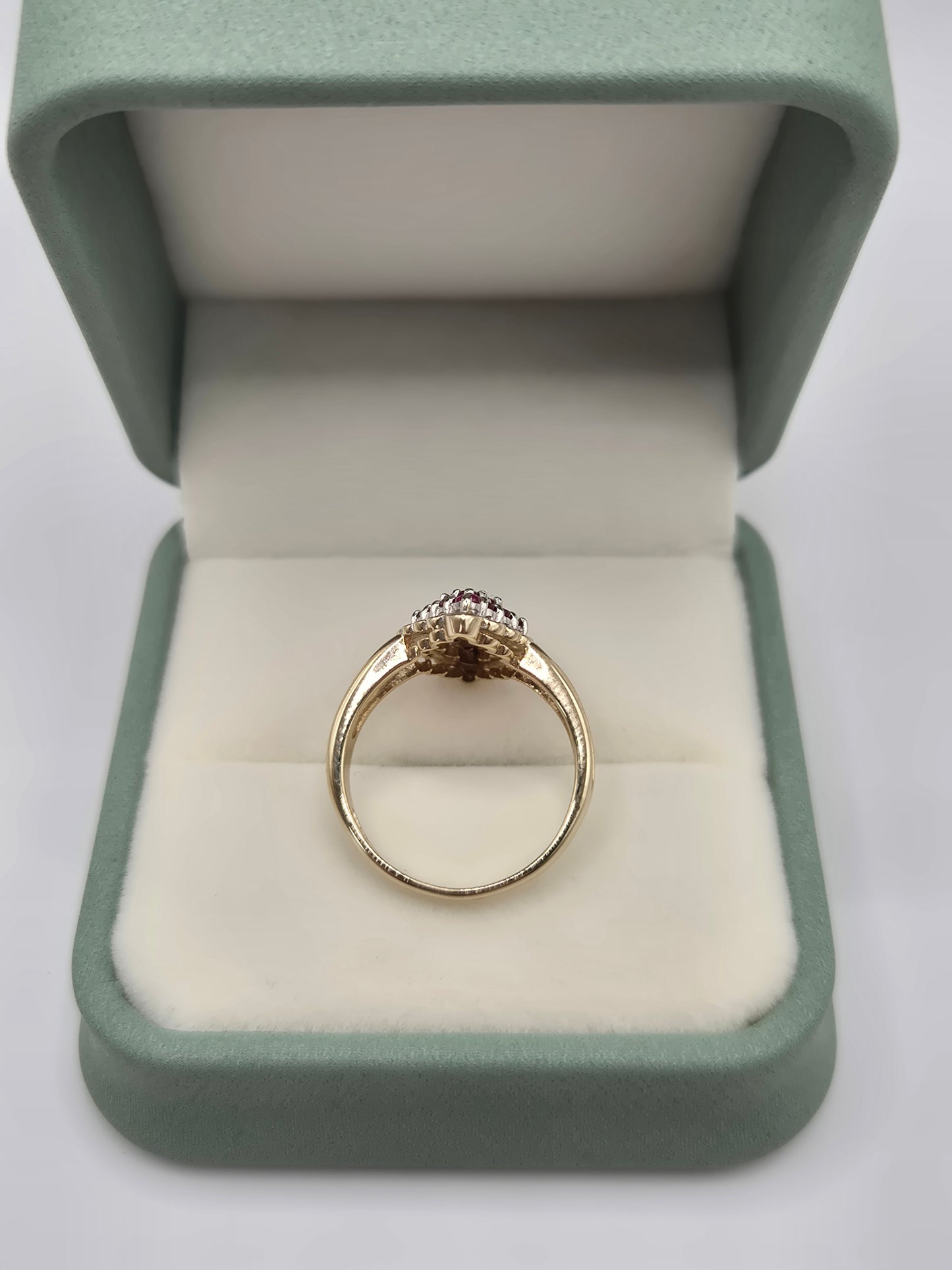 9ct gold ruby and diamond ring