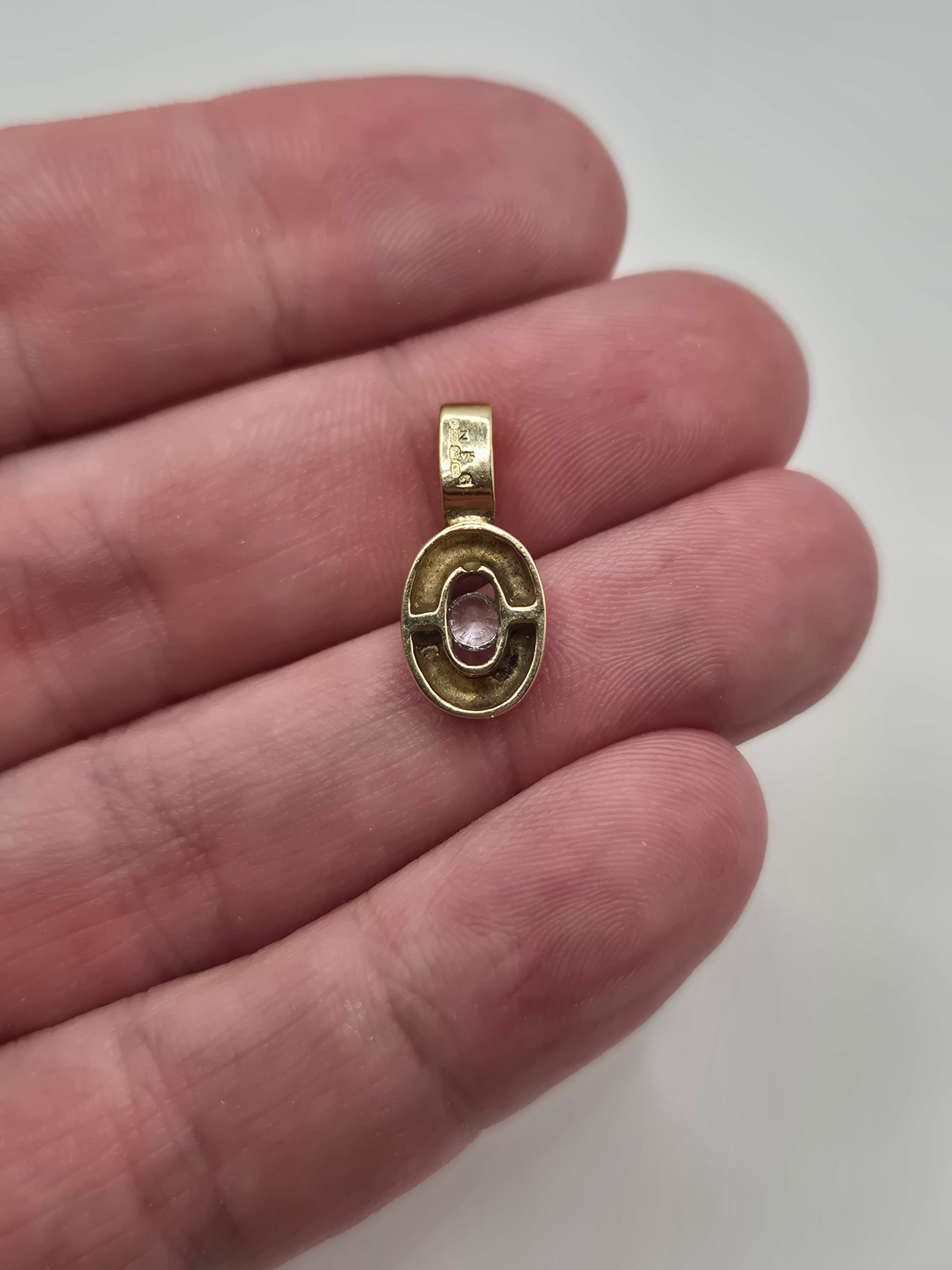 9ct twon tone gold cz pendant