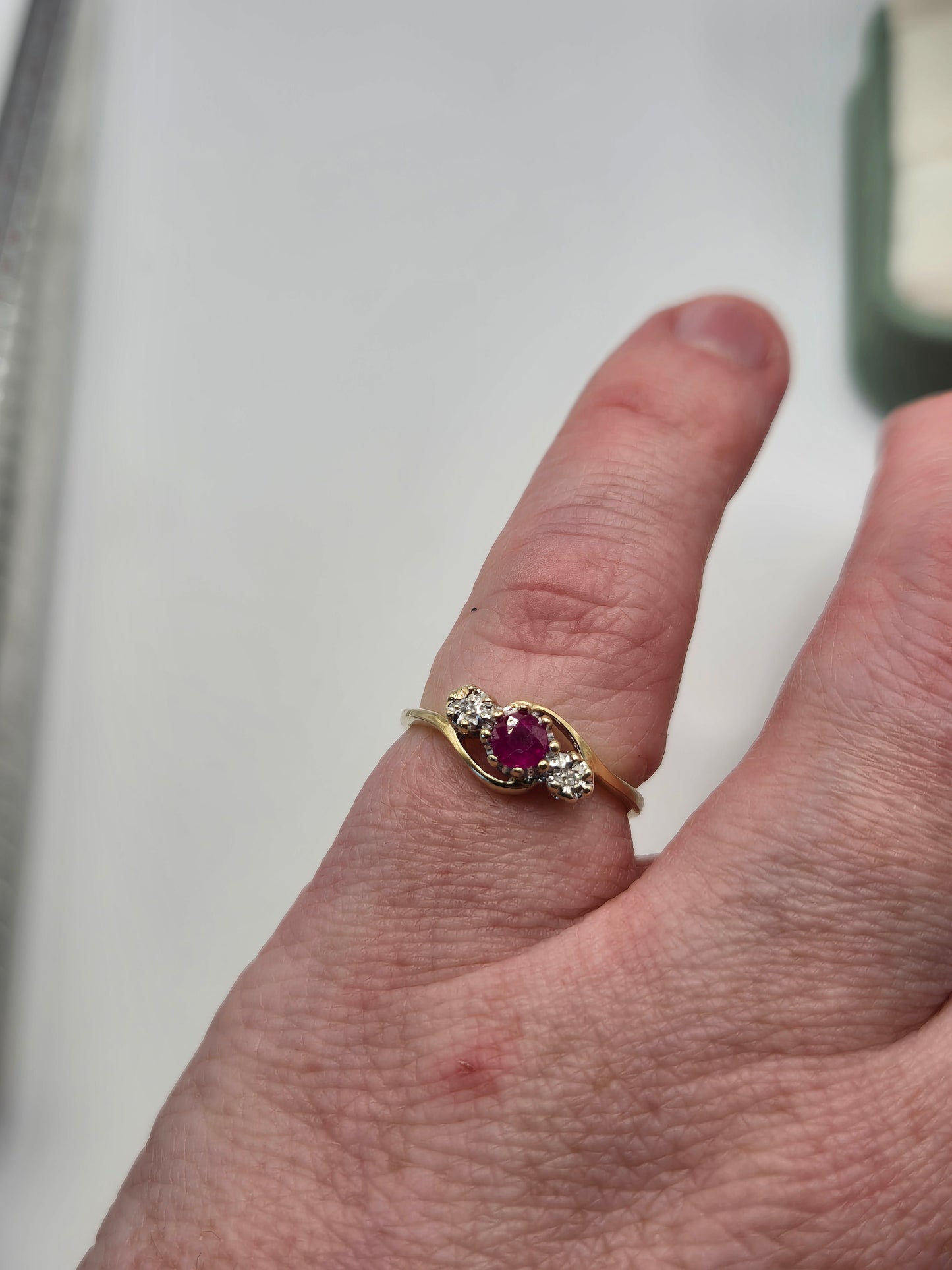 9ct gold ruby and diamond ring