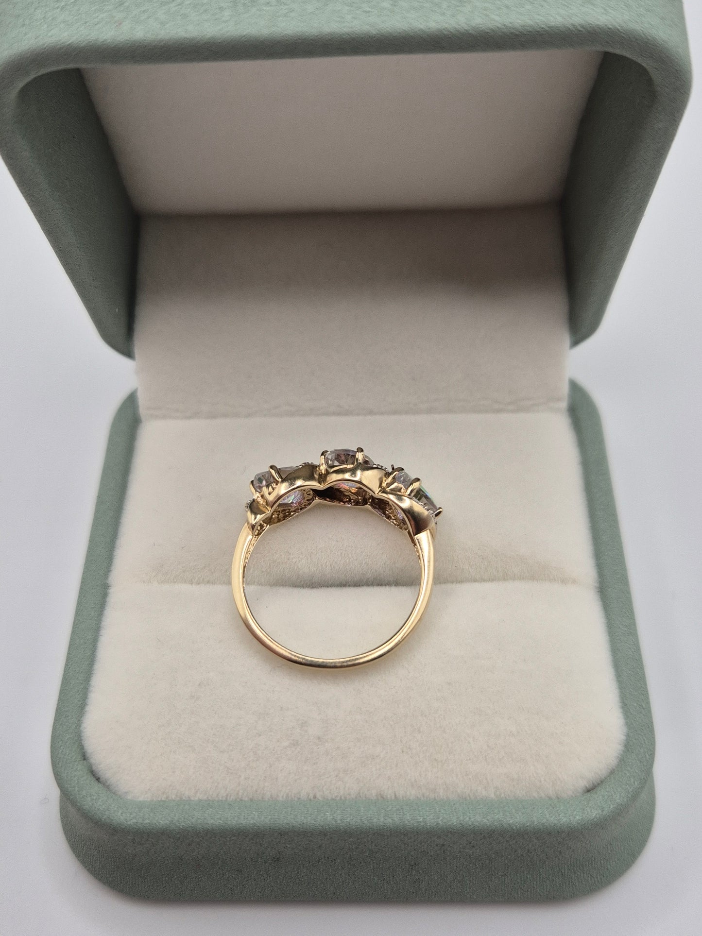 9ct gold mystic topaz and diamond ring