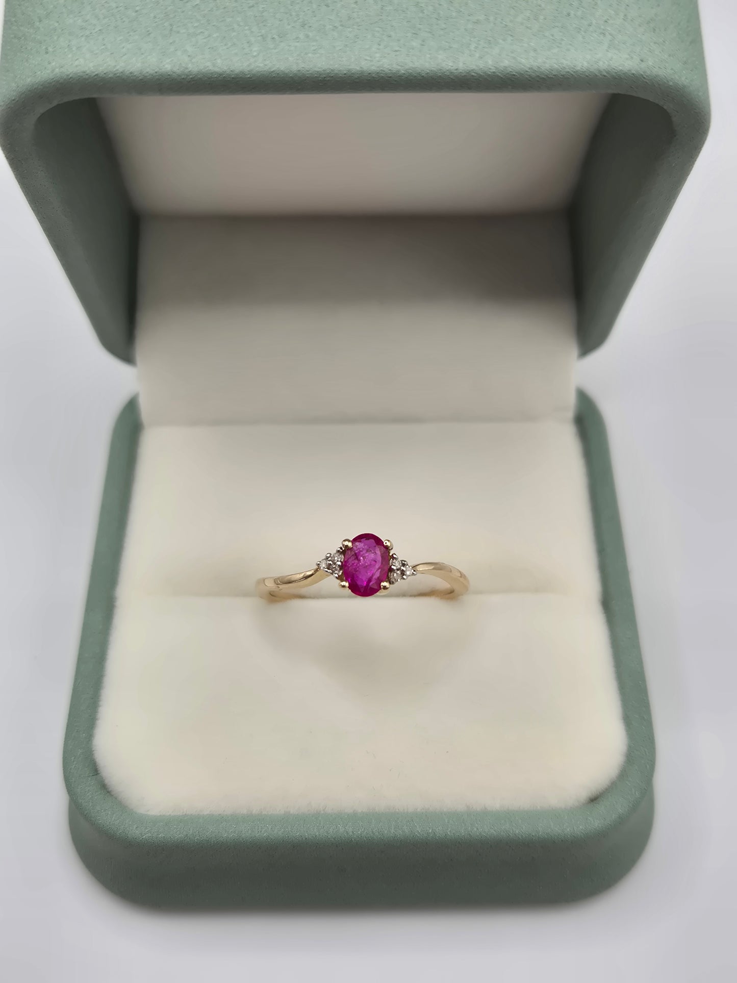 9ct gold ruby and diamond ring