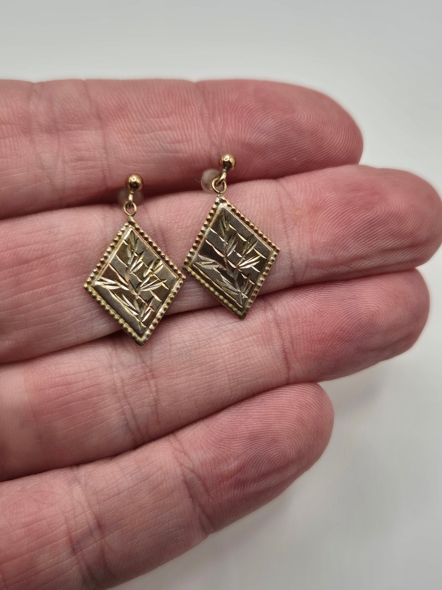 9ct tri gold earrings