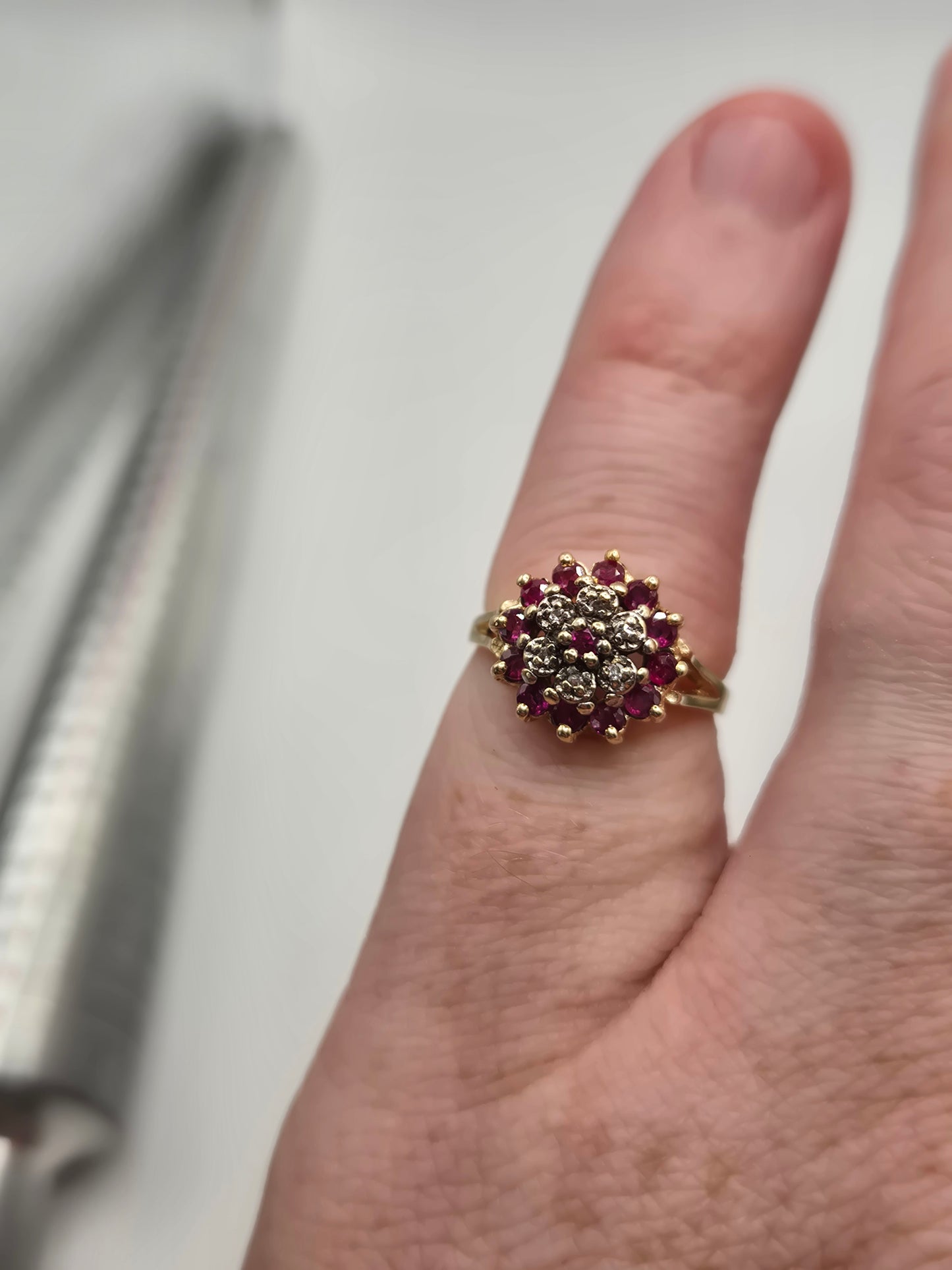 9ct gold ruby and diamond ring