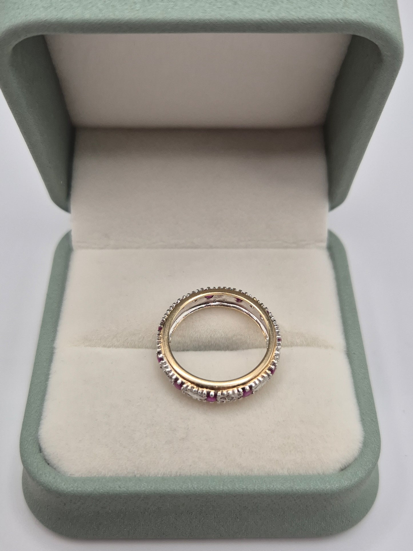 9ct gold ruby and diamond eternity ring