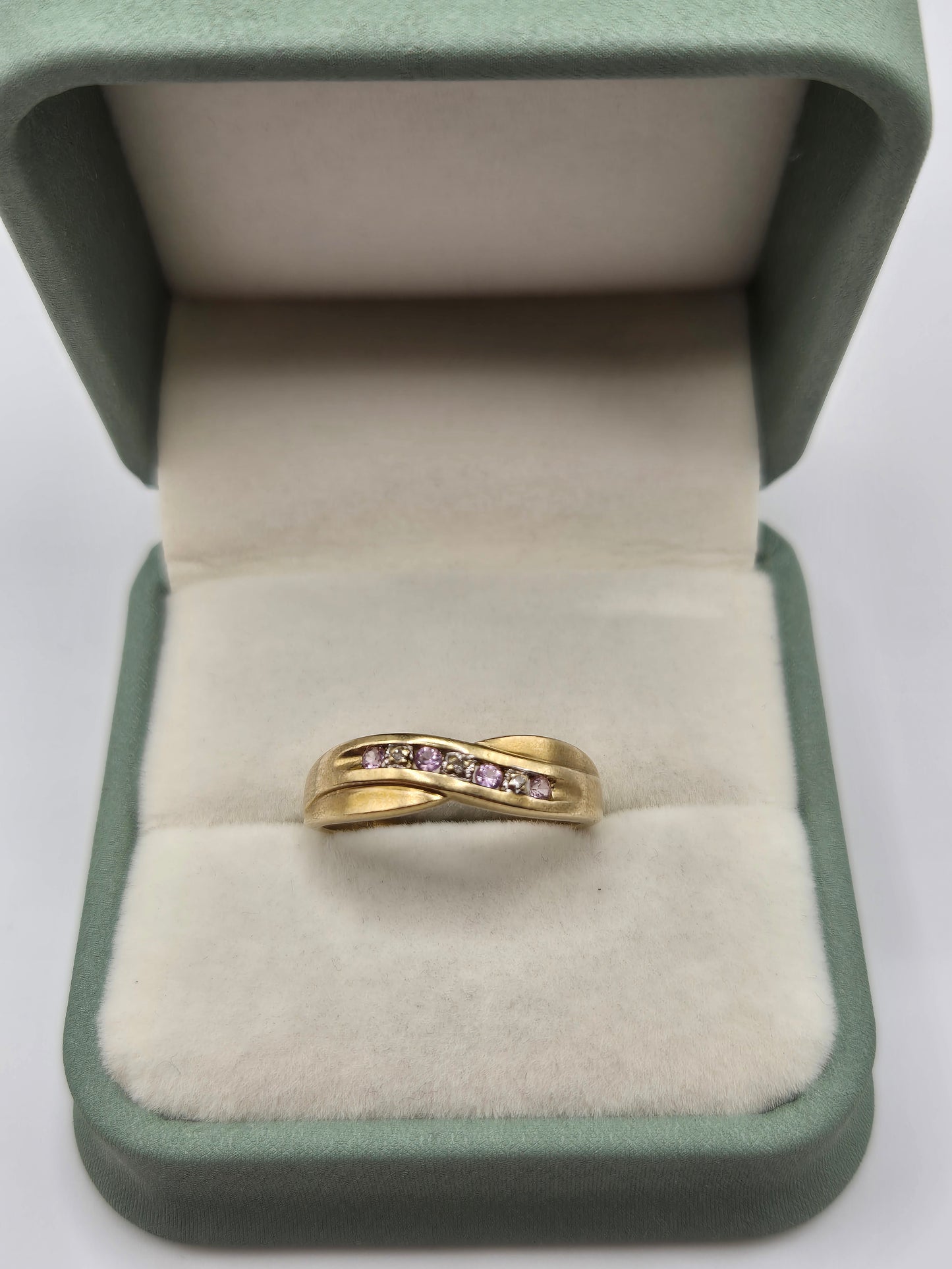 9ct gold pink topaz and diamond ring