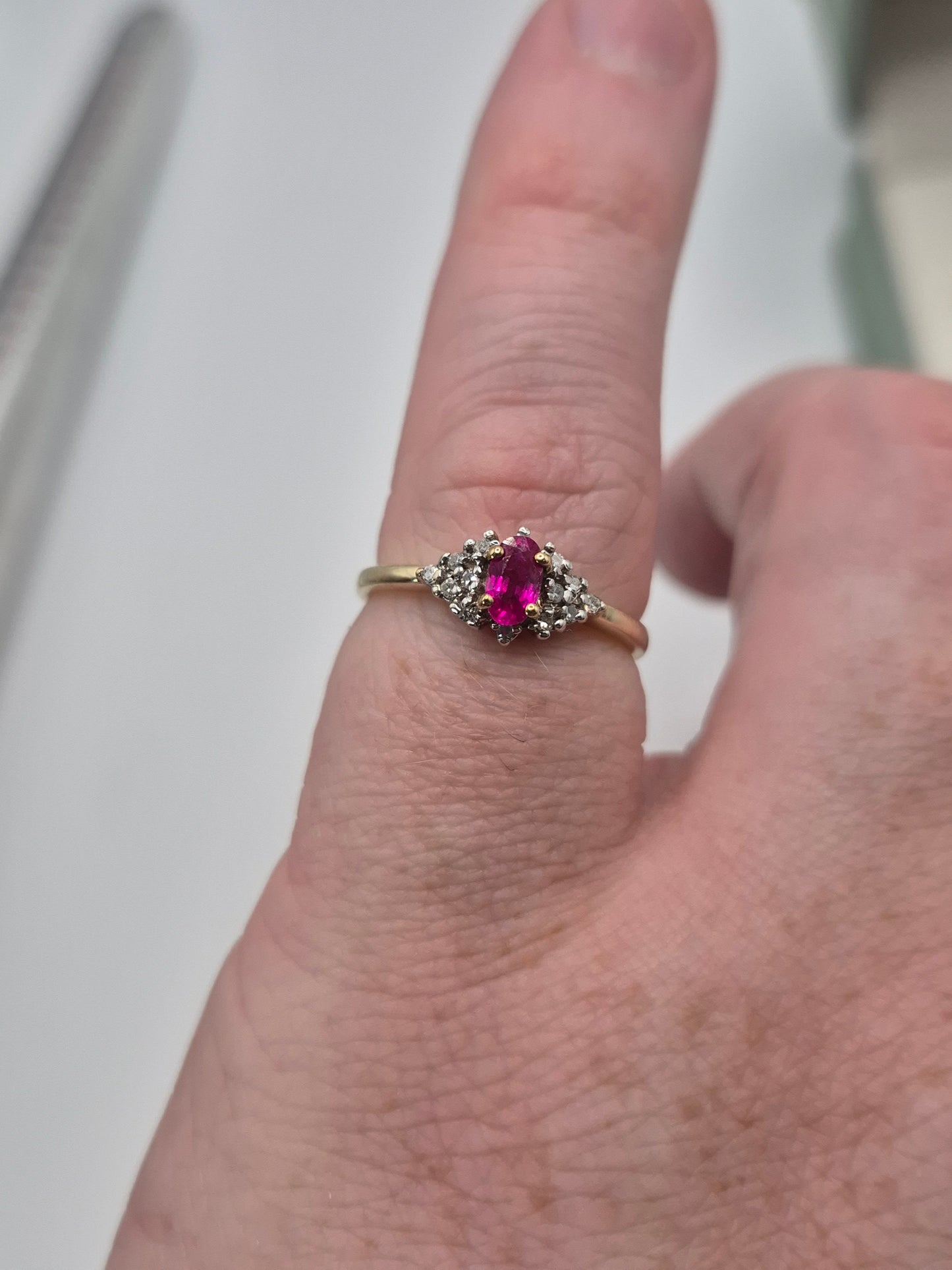 9ct gold ruby and diamond ring