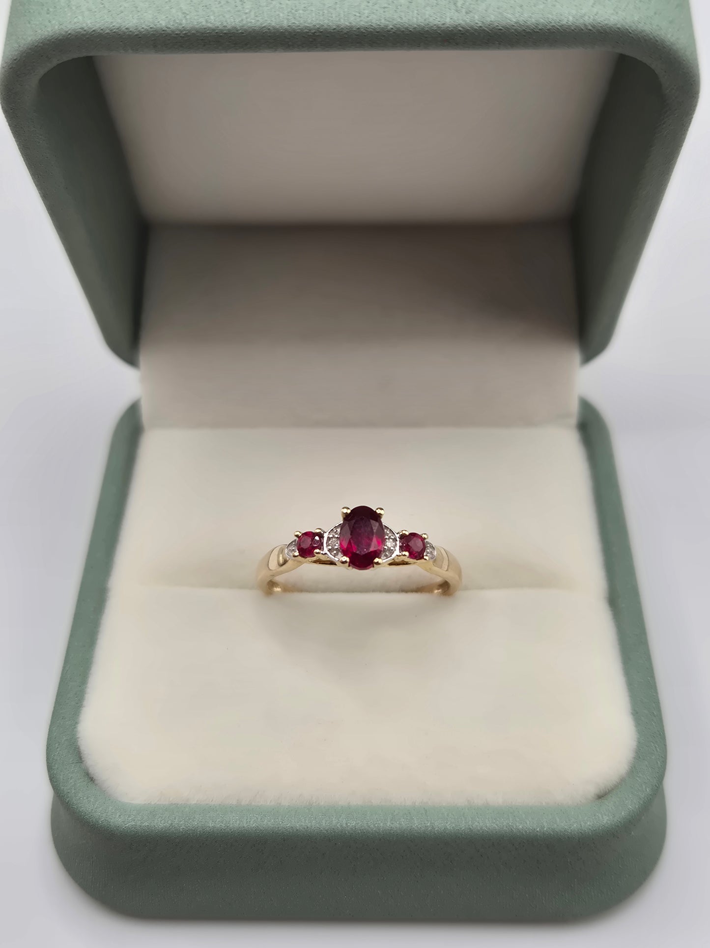 9ct gold ruby and diamond ring