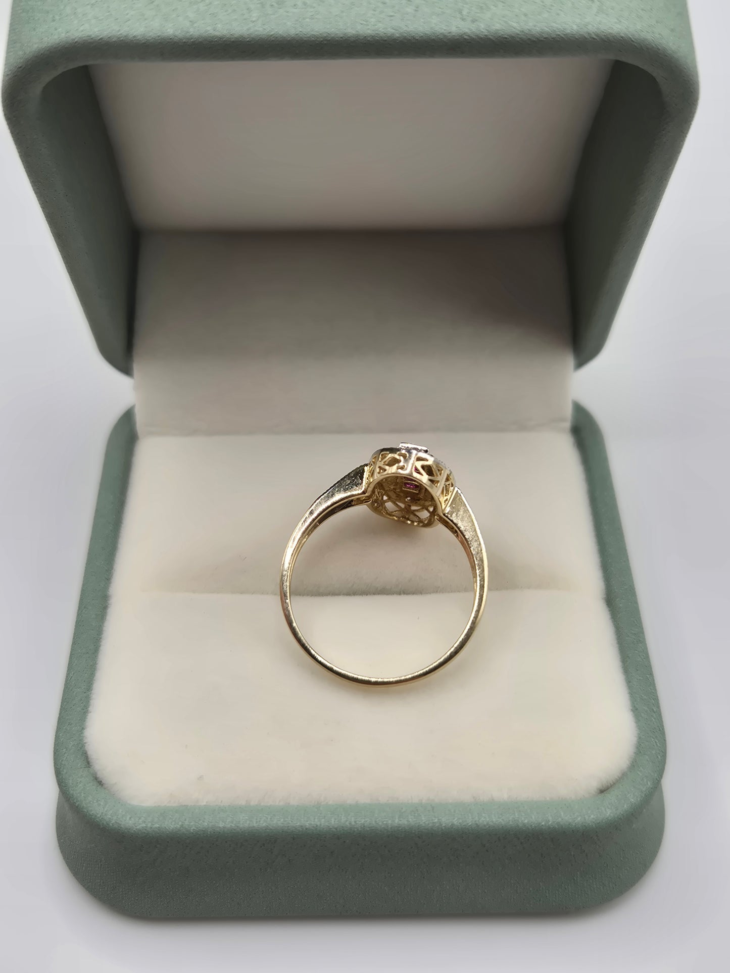 9ct gold ruby and diamond ring
