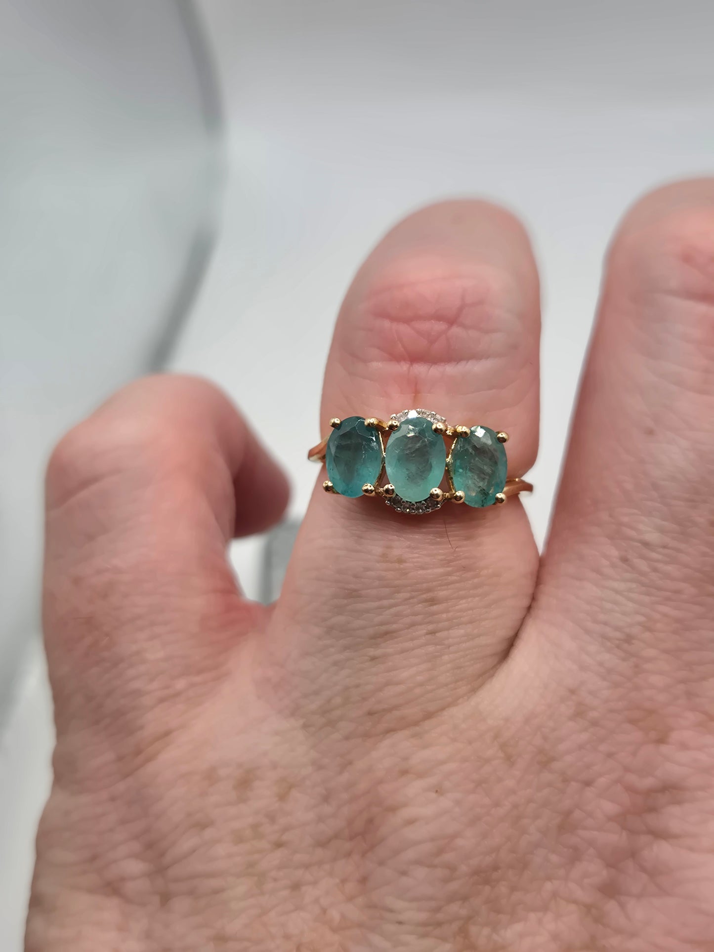 9ct gold grandidierite and diamond ring