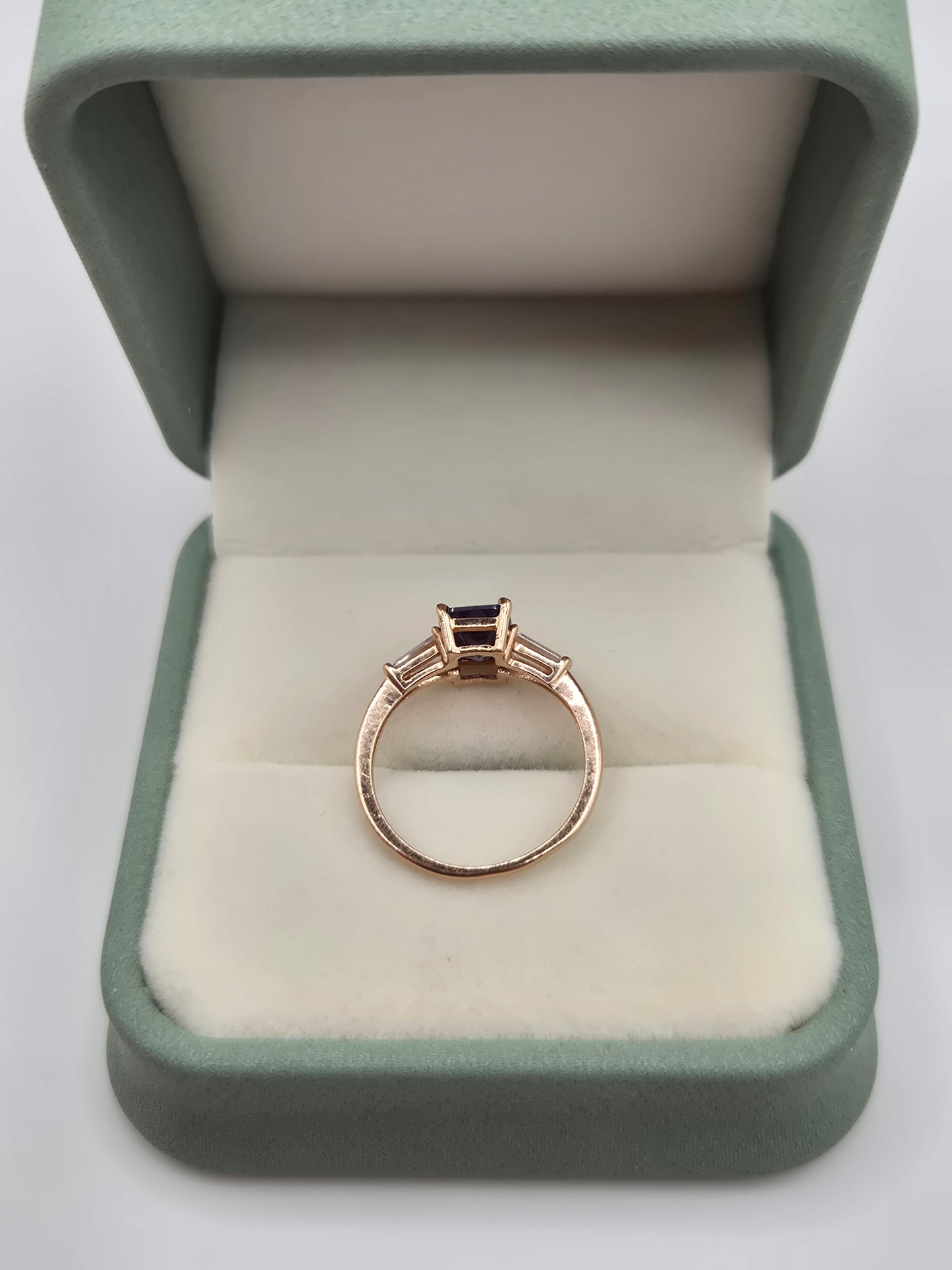 14ct rose gold tanzanite and zircon ring