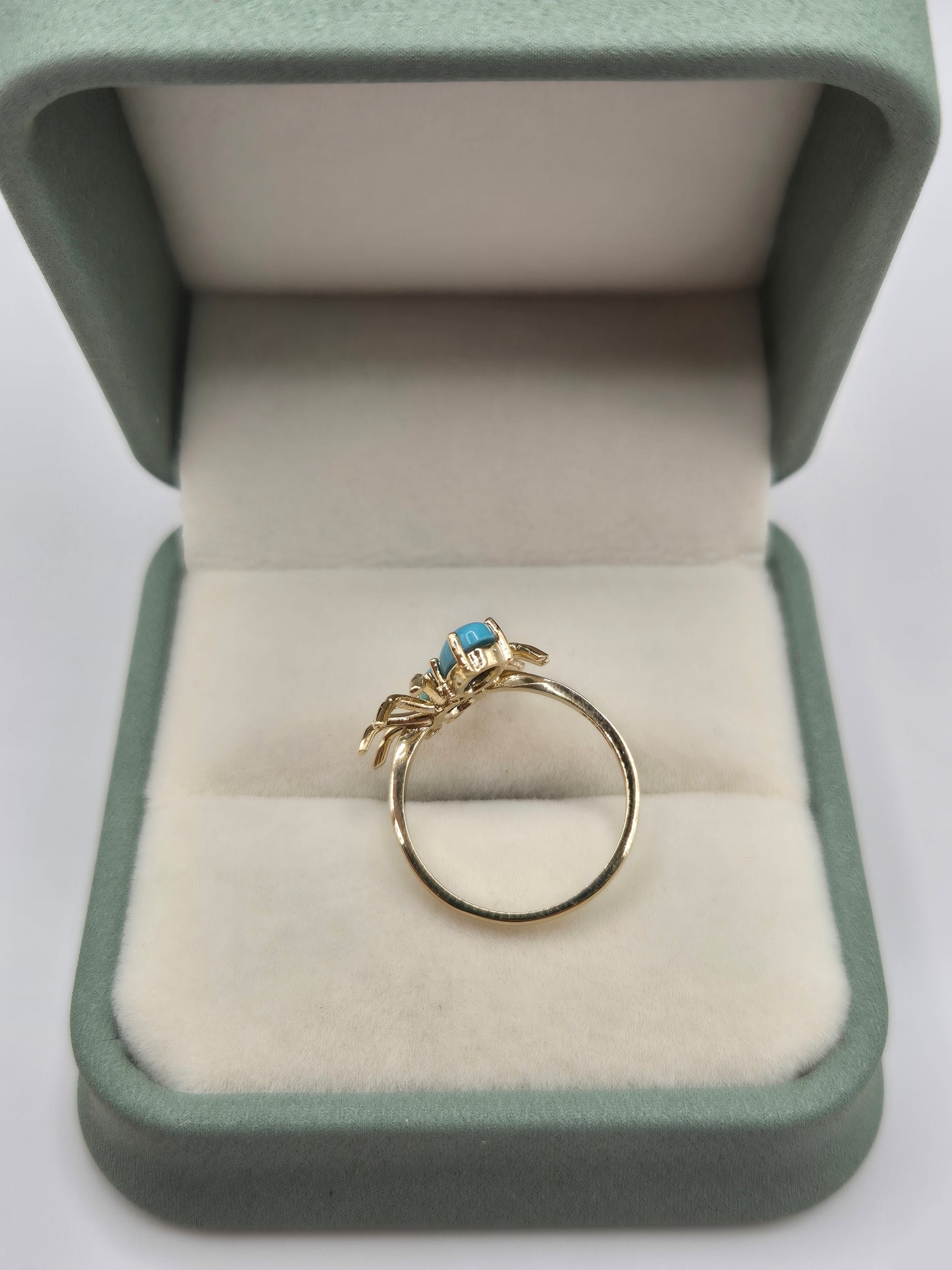 9ct gold turquoise and diamond spider ring