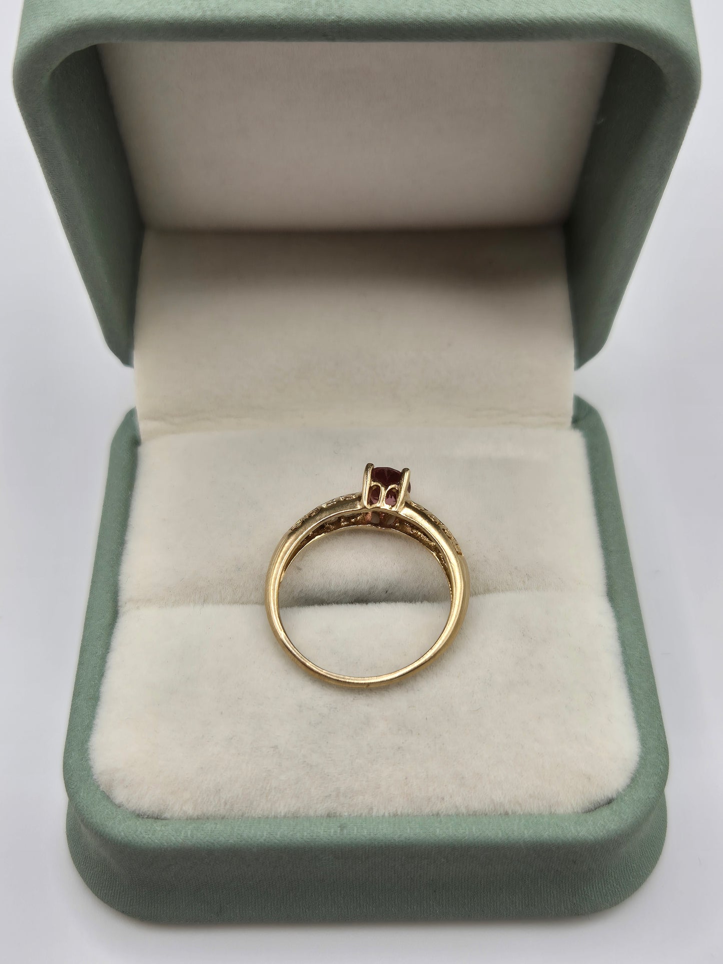 9ct gold greek key pink sapphire ring