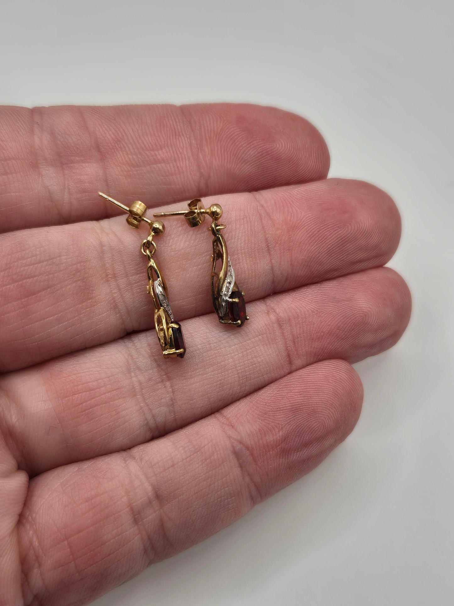 9ct gold garnet and diamond earrings