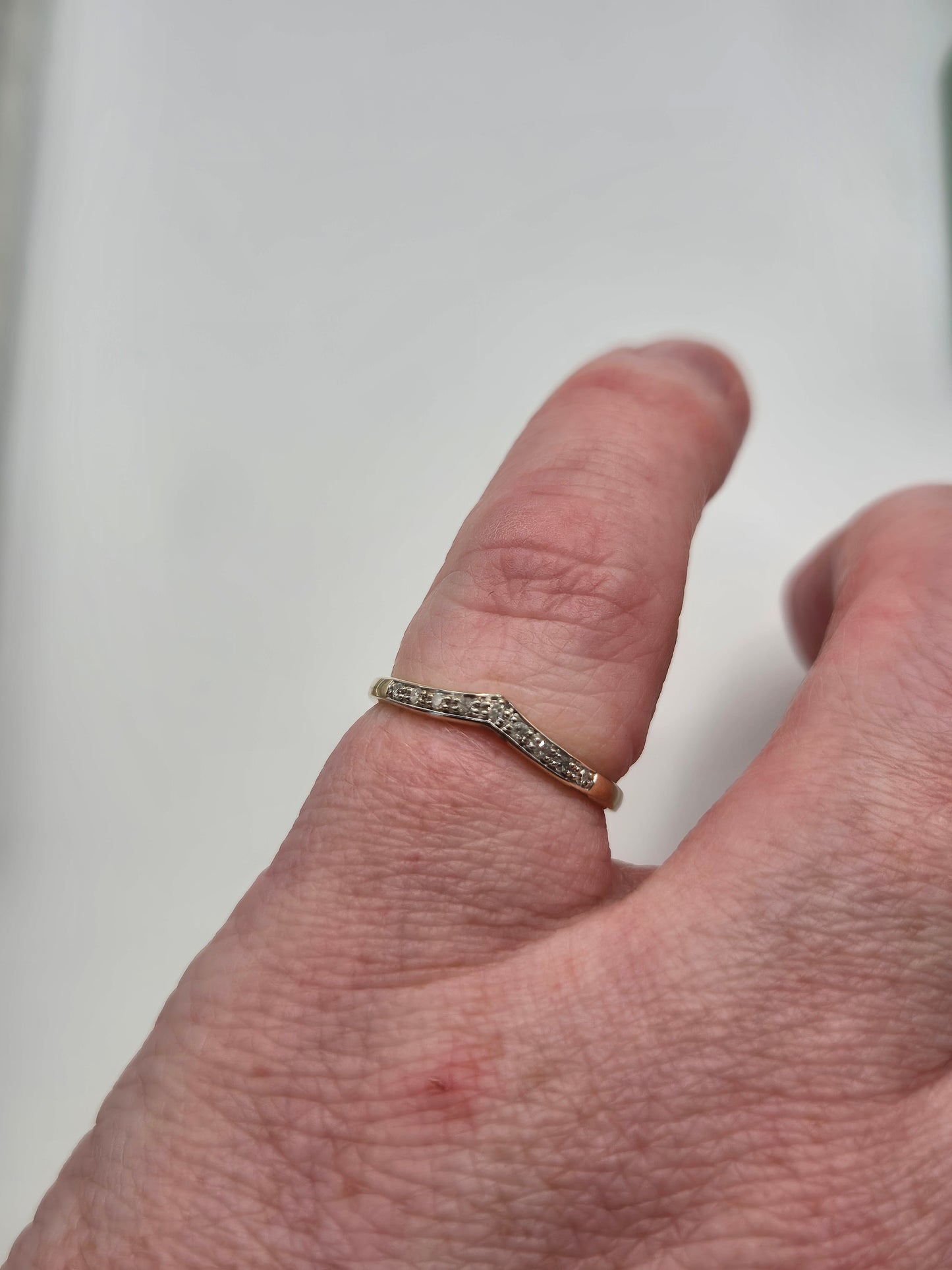9ct gold diamond wishbone ring