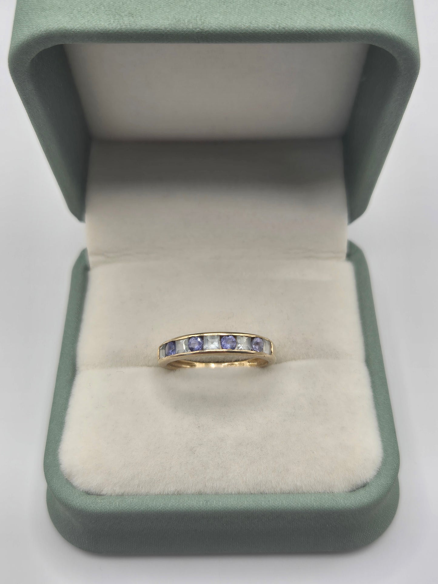 9ct gold tanzanite and zircon ring