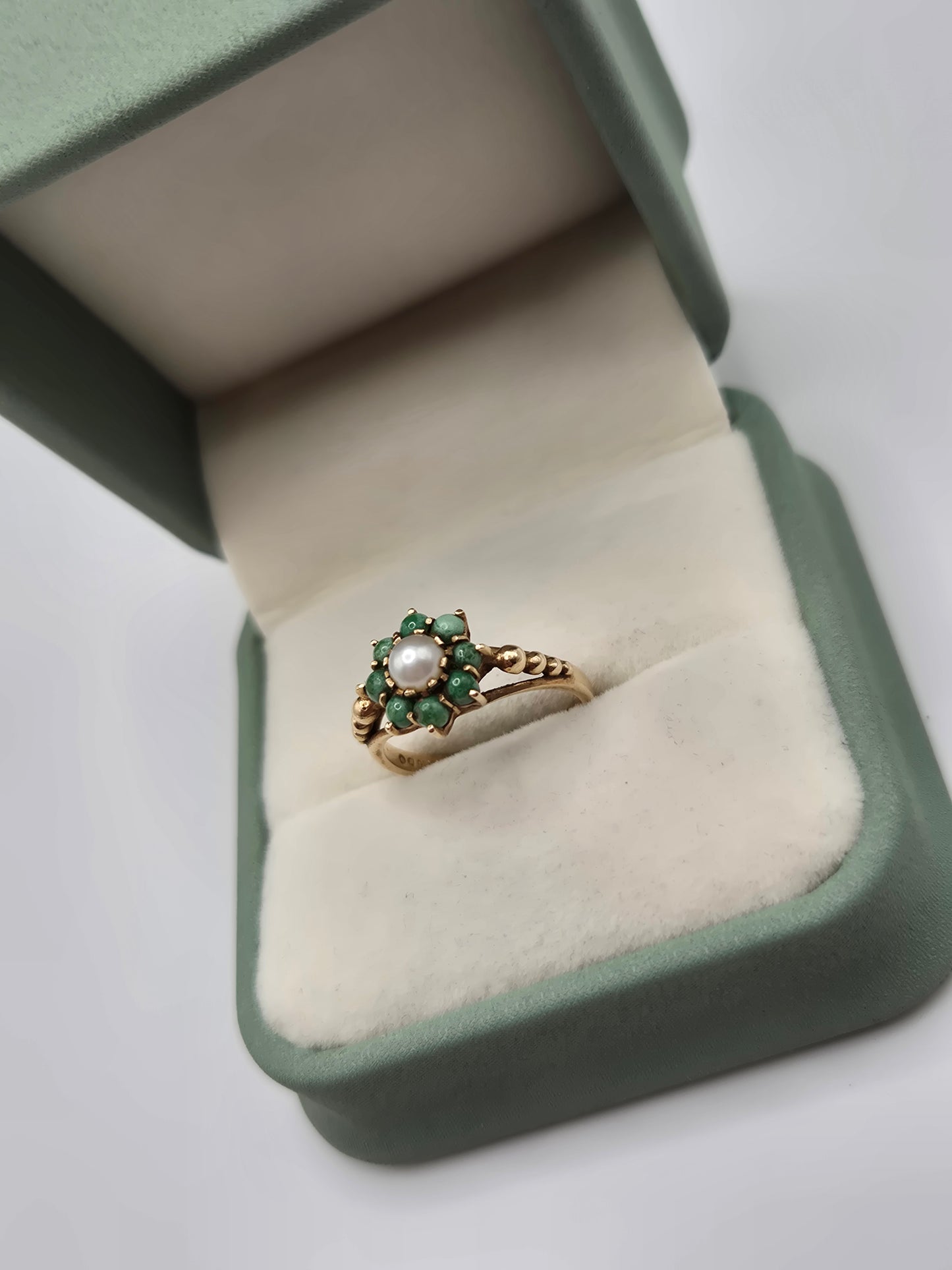 9ct gold turquoise and pearl ring