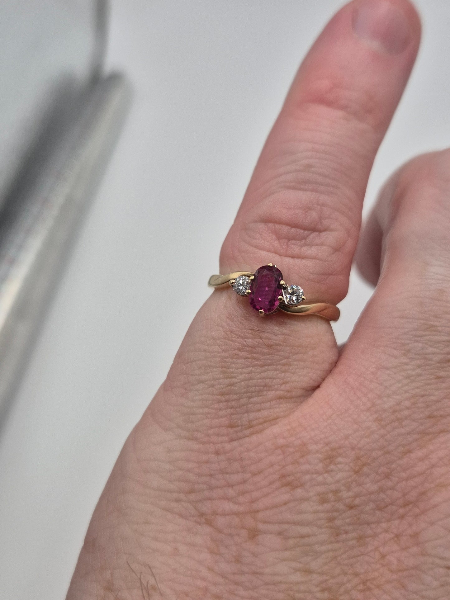 9ct gold ruby and diamond ring