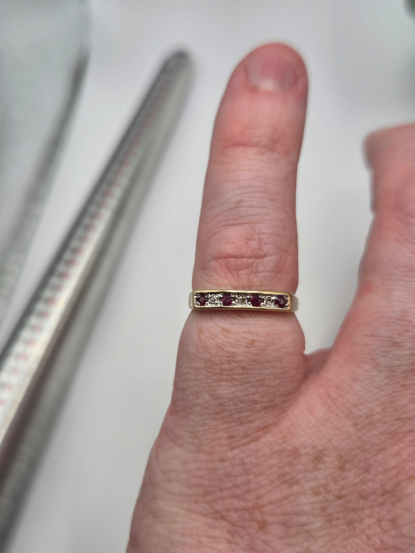 9ct gold ruby and diamond ring