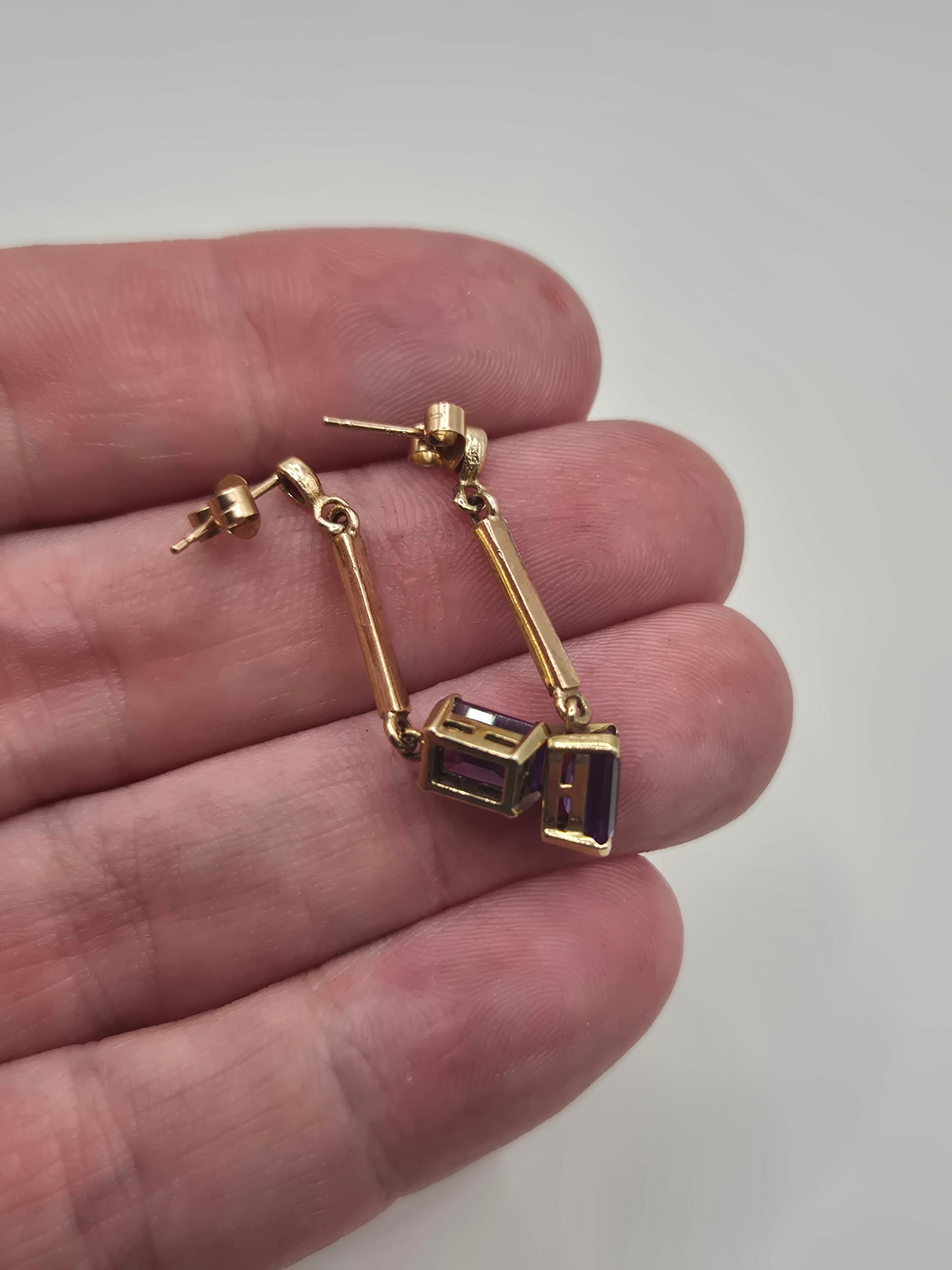 9ct gold amethyst and diamond earrings