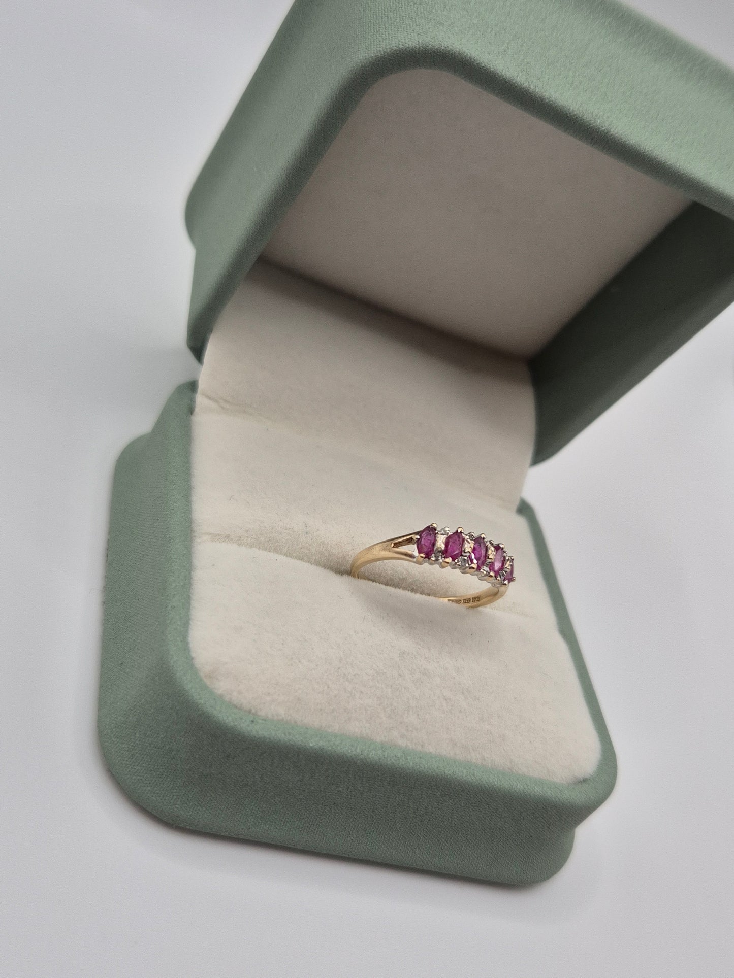 9ct gold ruby and diamond ring