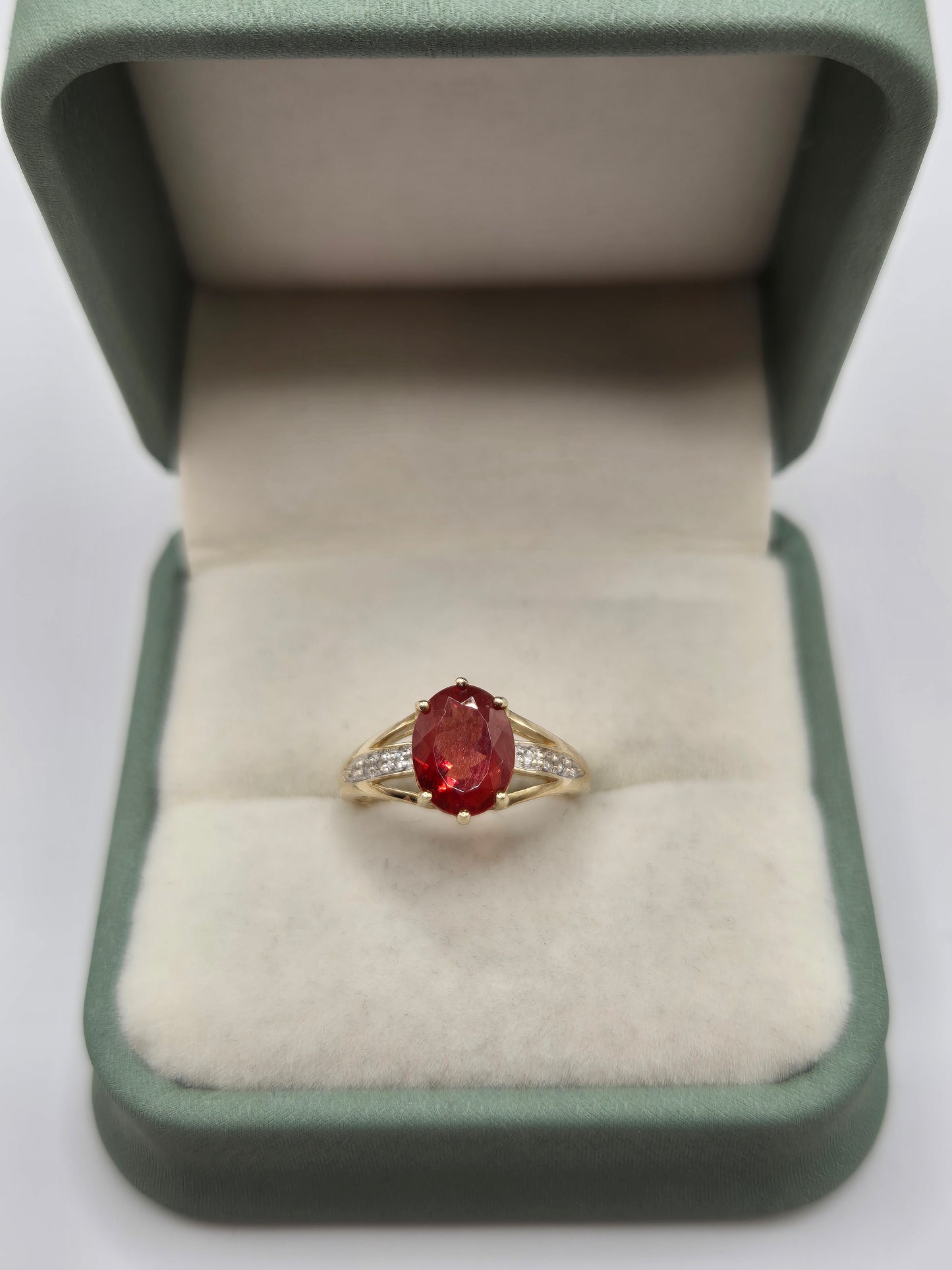9ct gold fire opal and diamond ring