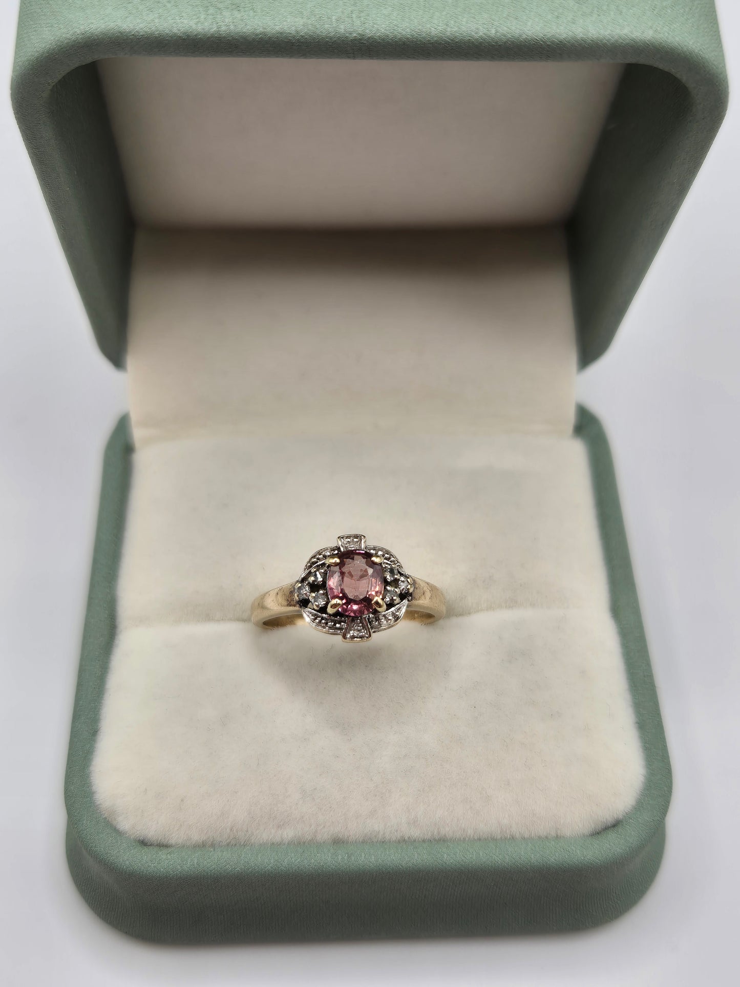 9ct gold tourmaline and diamond ring