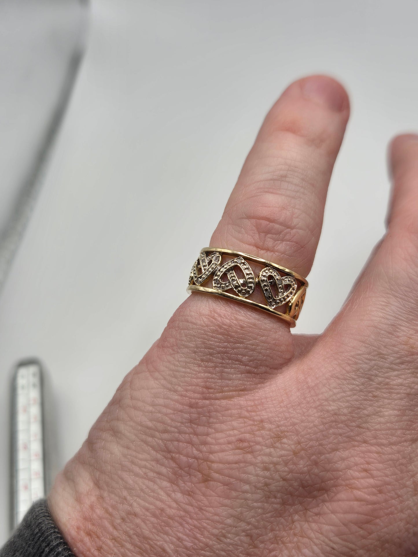 9ct gold diamond heart eternity ring