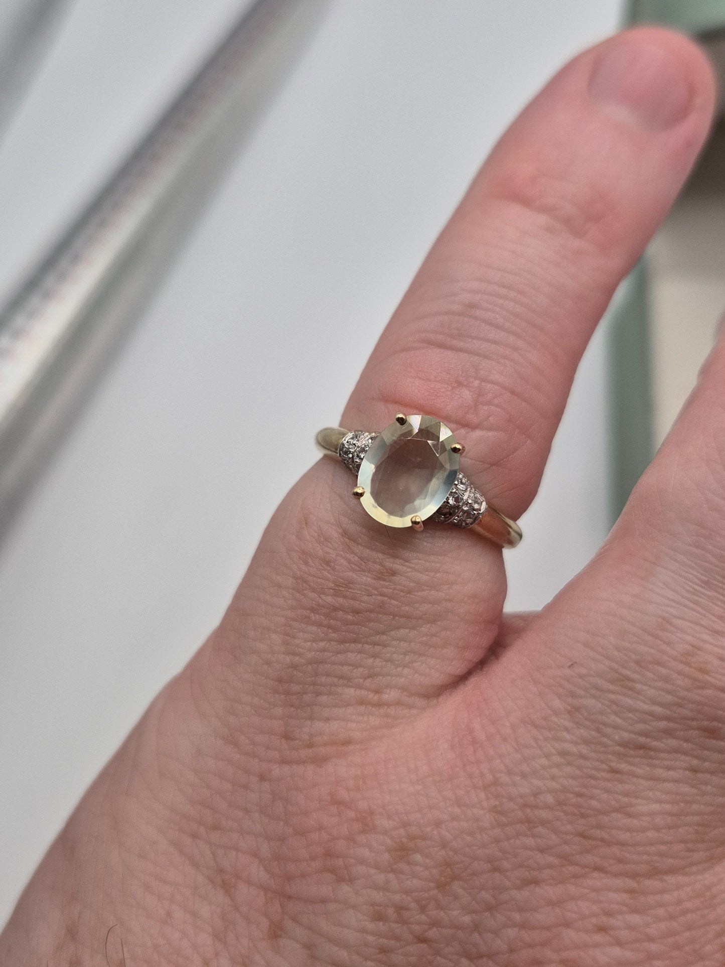 9ct gold prehnite ring