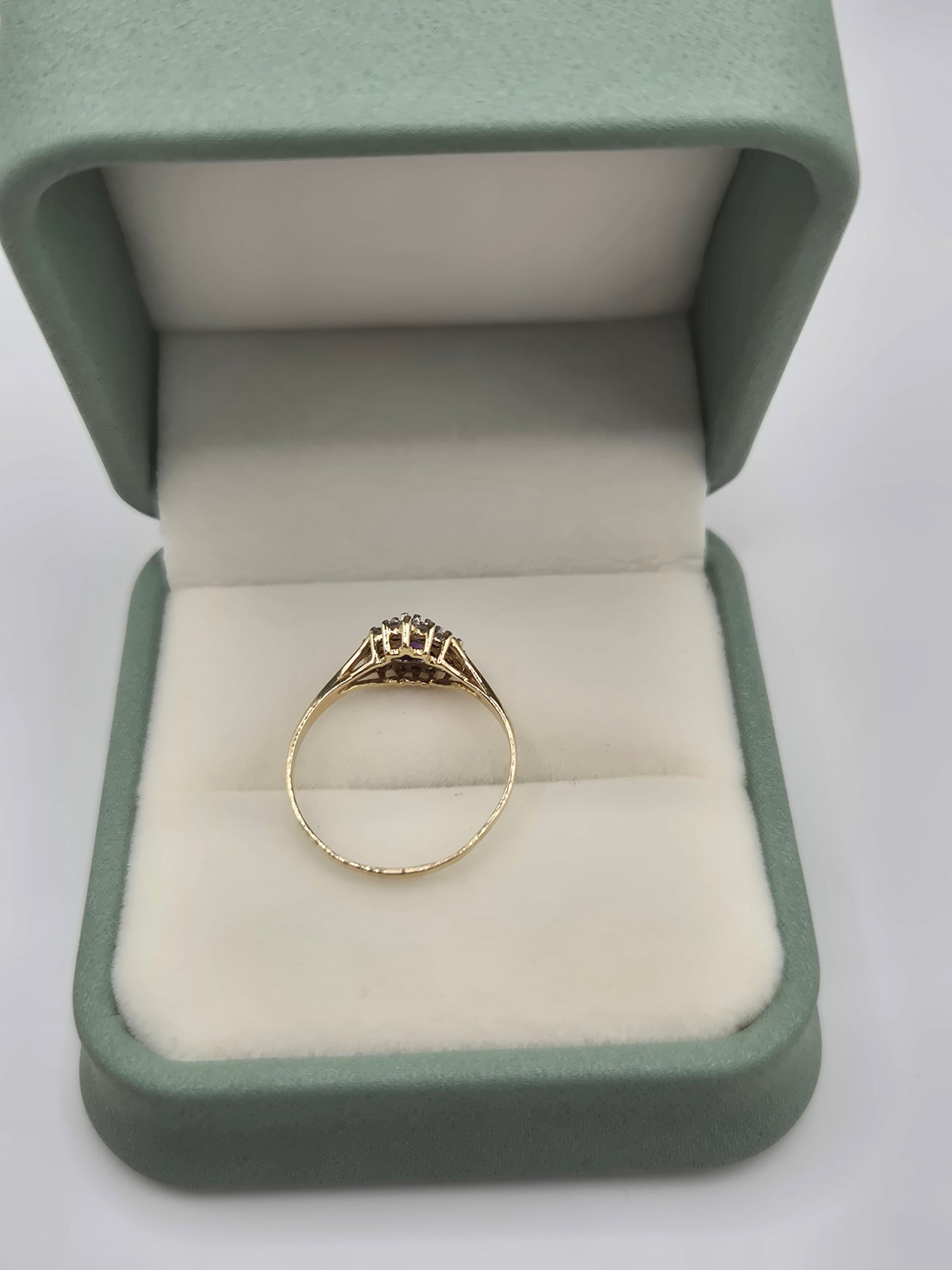 9ct gold amethyst and cz heart ring