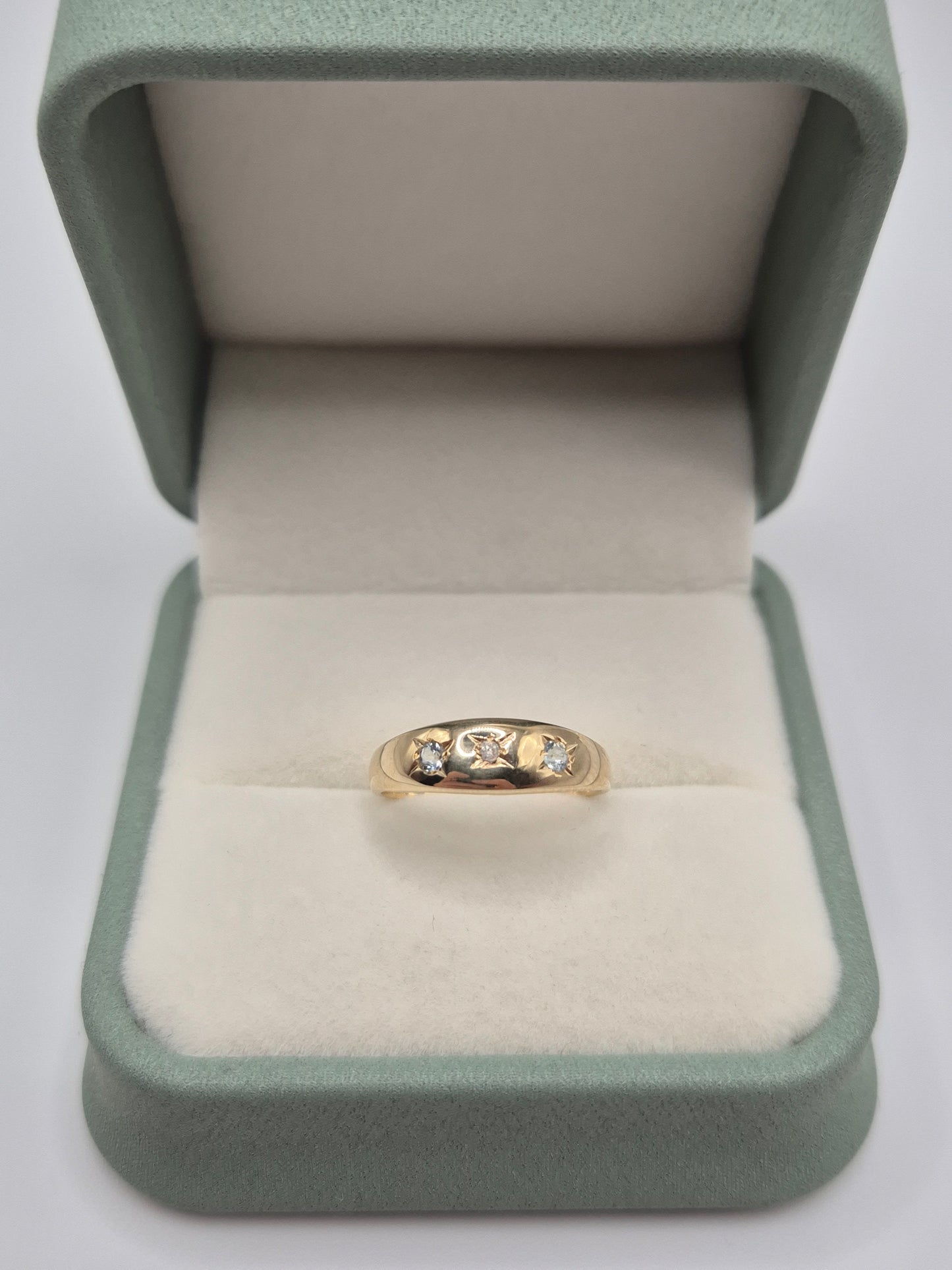 9ct gold topaz and diamond gypsy ring