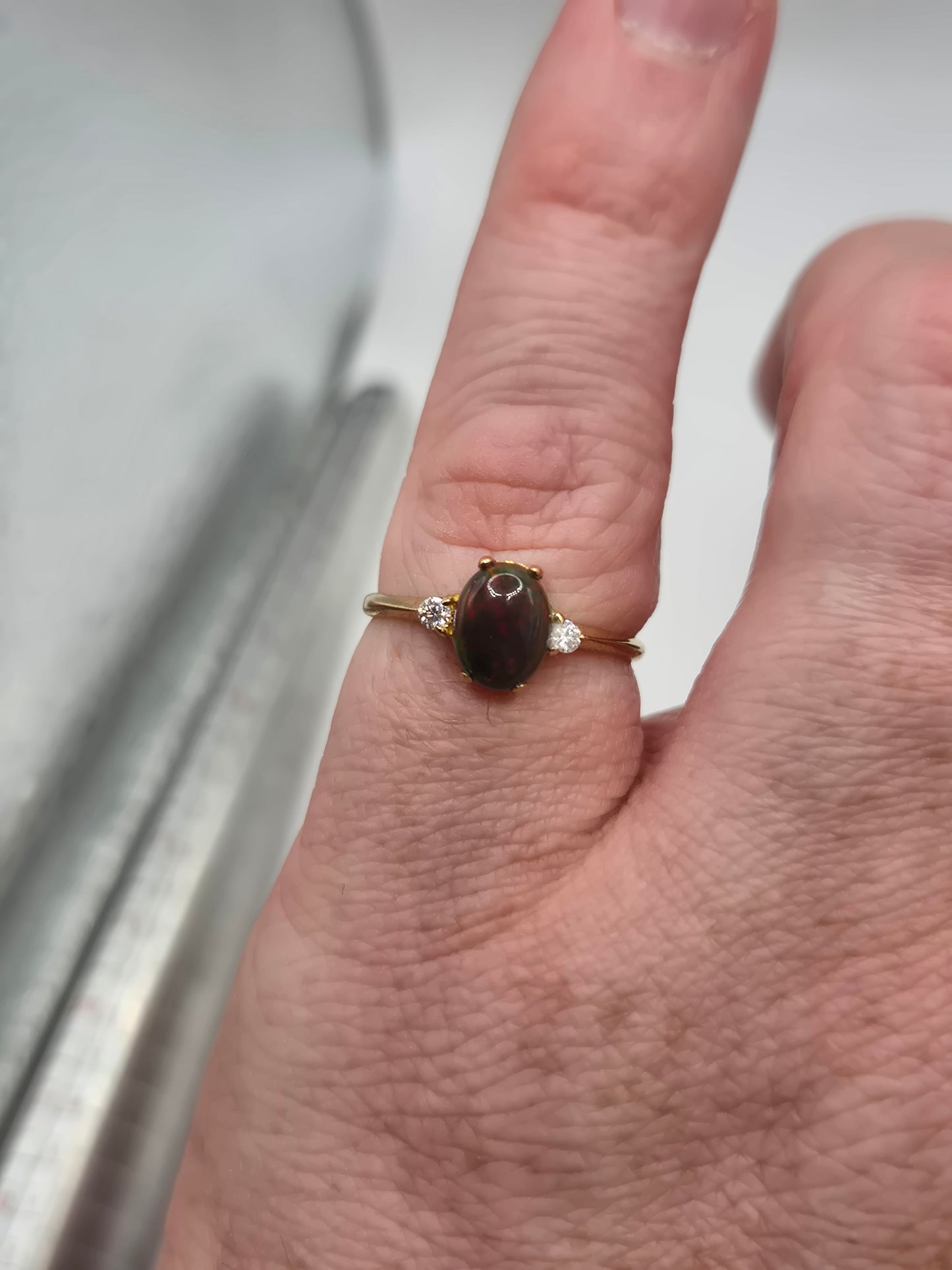 9ct gold opal and diamond ring