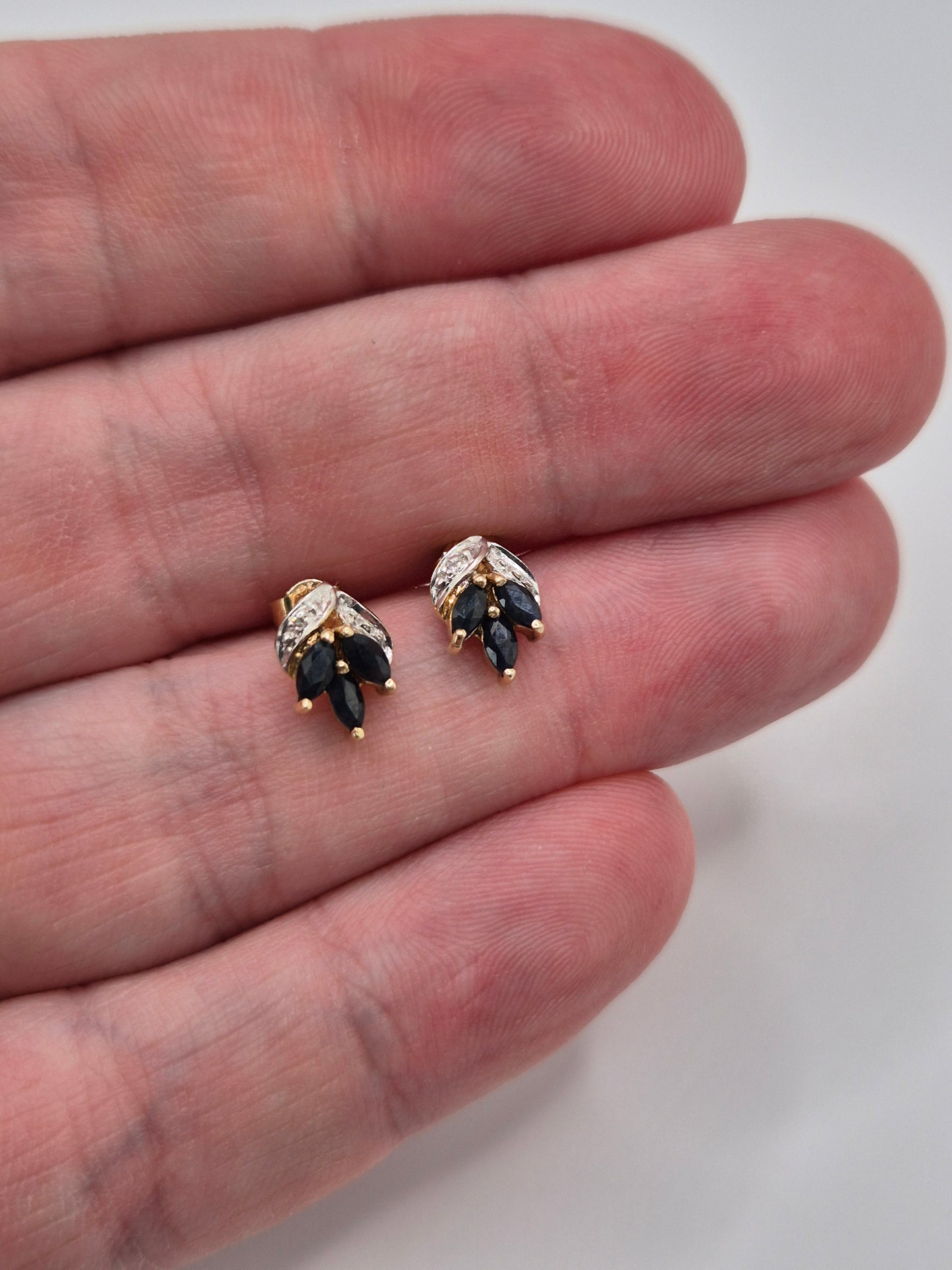 9ct gold sapphire and diamond earrings