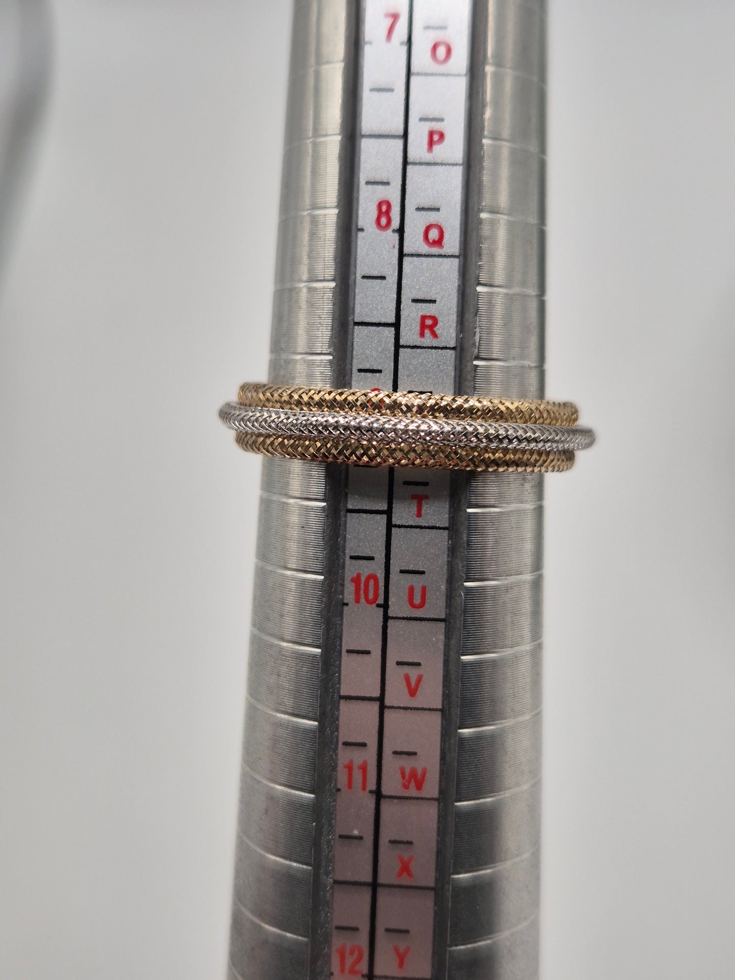 9ct teo tone gold mesh ring