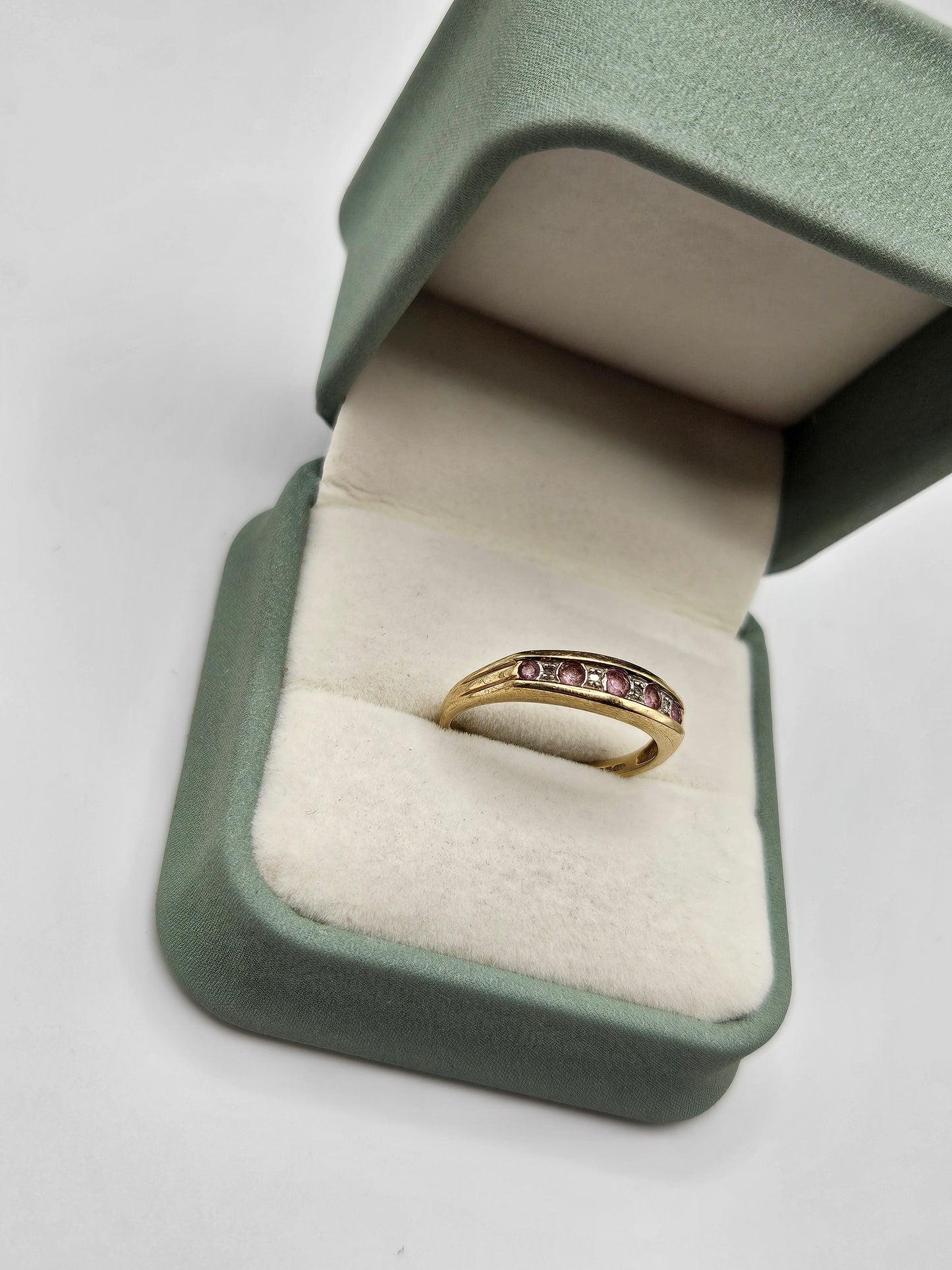9ct gold pink topaz and diamond ring
