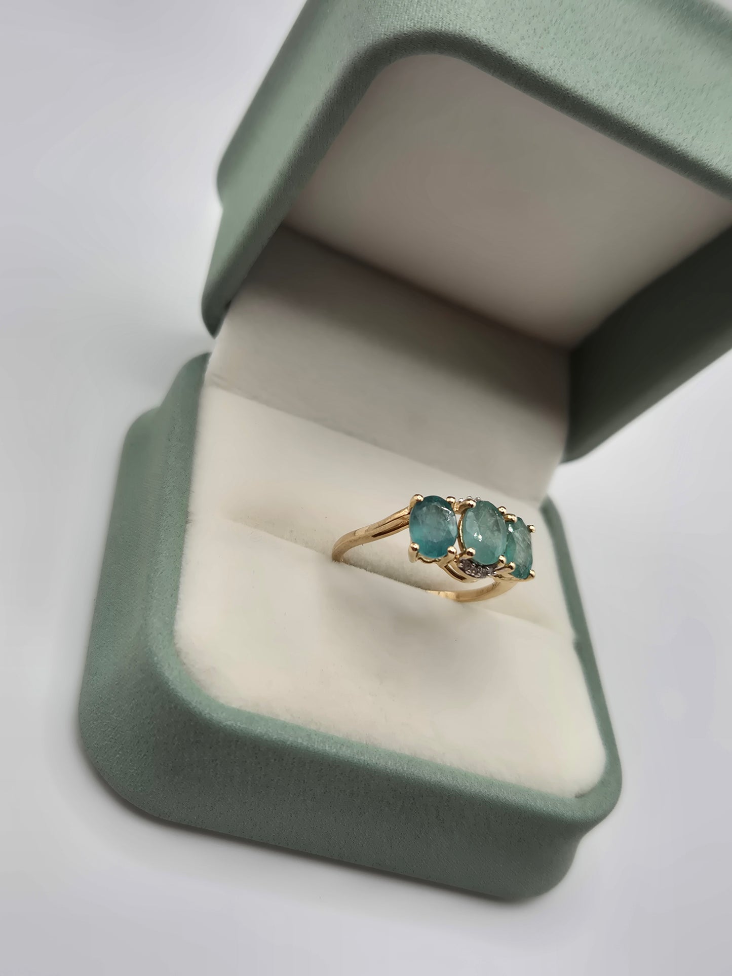 9ct gold grandidierite and diamond ring