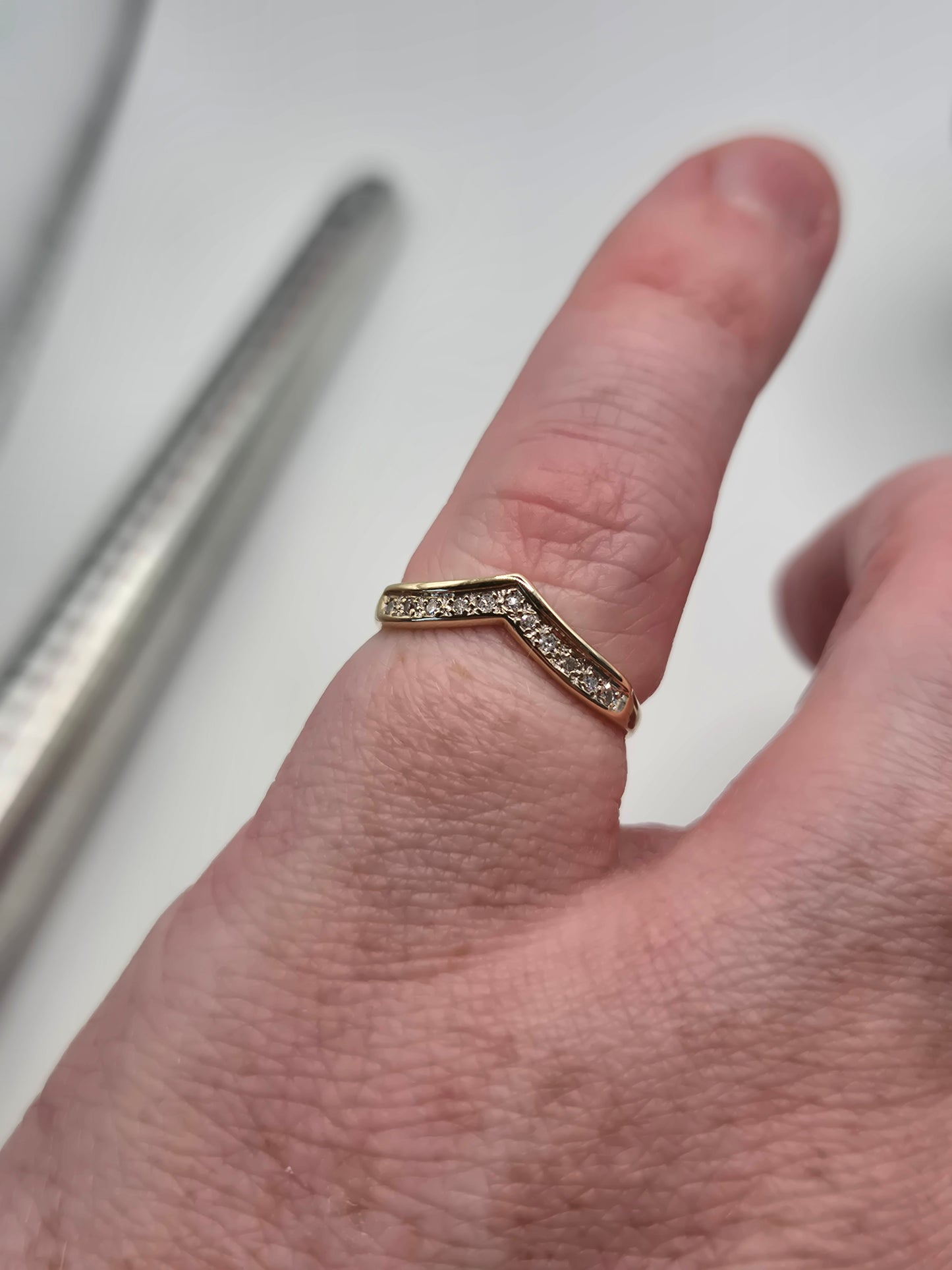 9ct gold diamond wishbone ring
