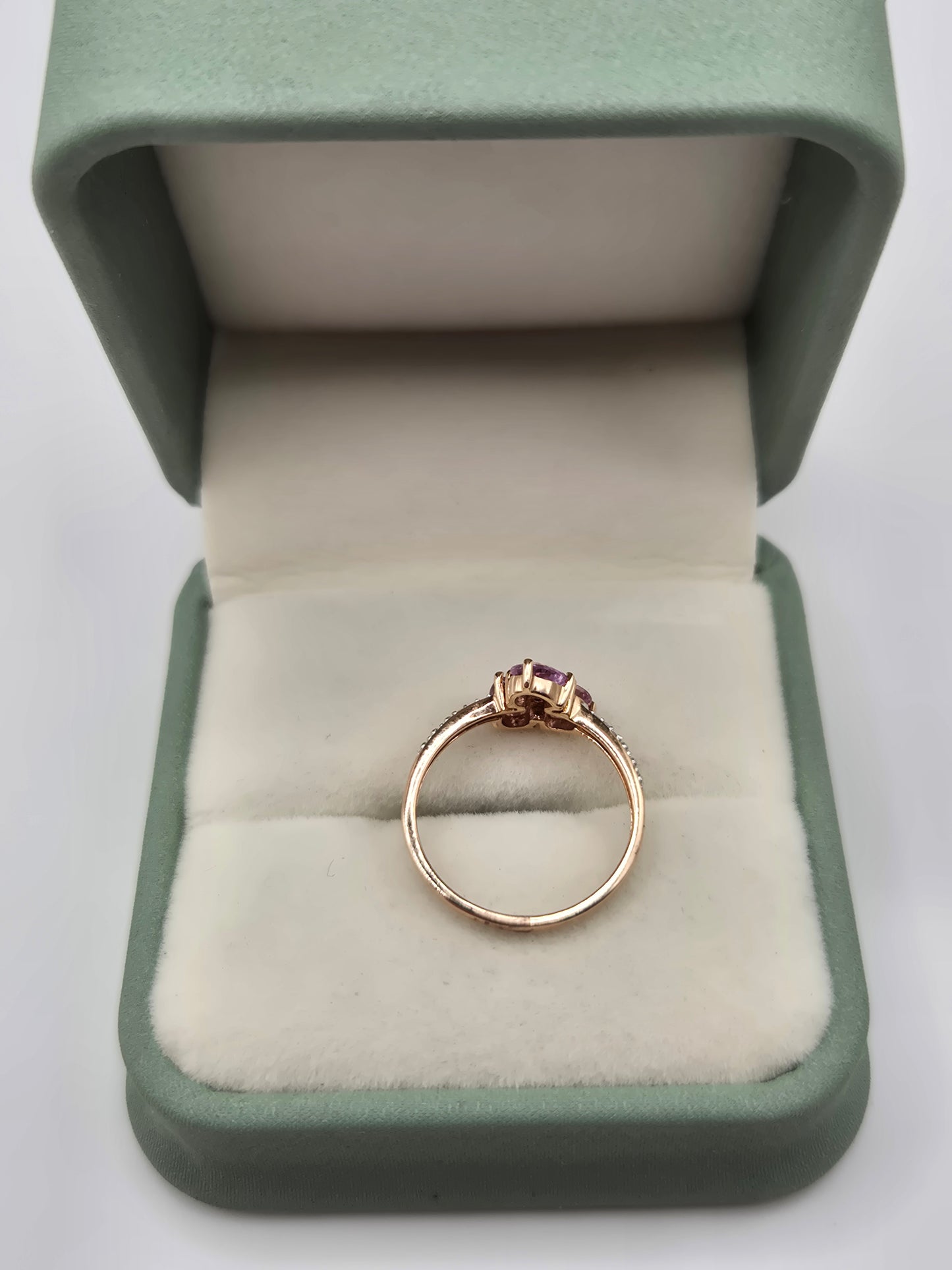 9ct rose gold amethyst and diamond ring