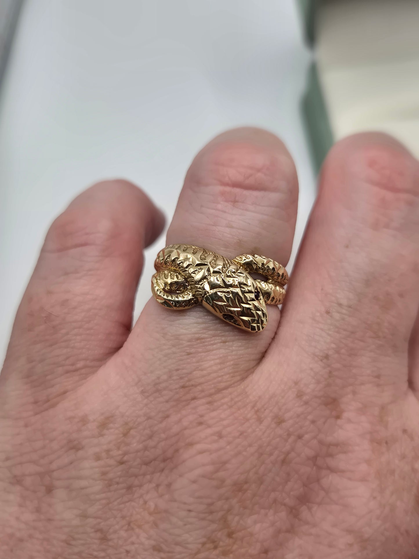9ct gold ruby snake ring