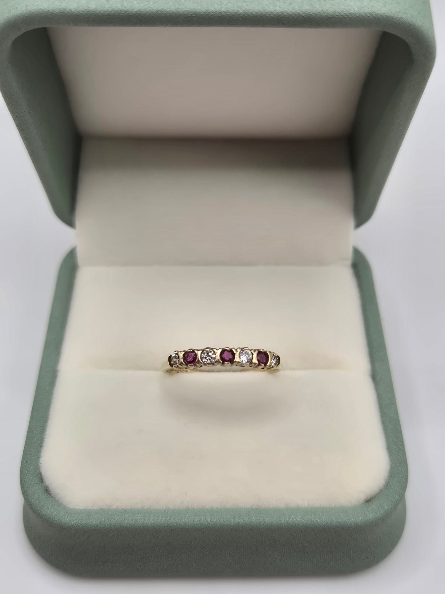 9ct gold ruby and cz ring