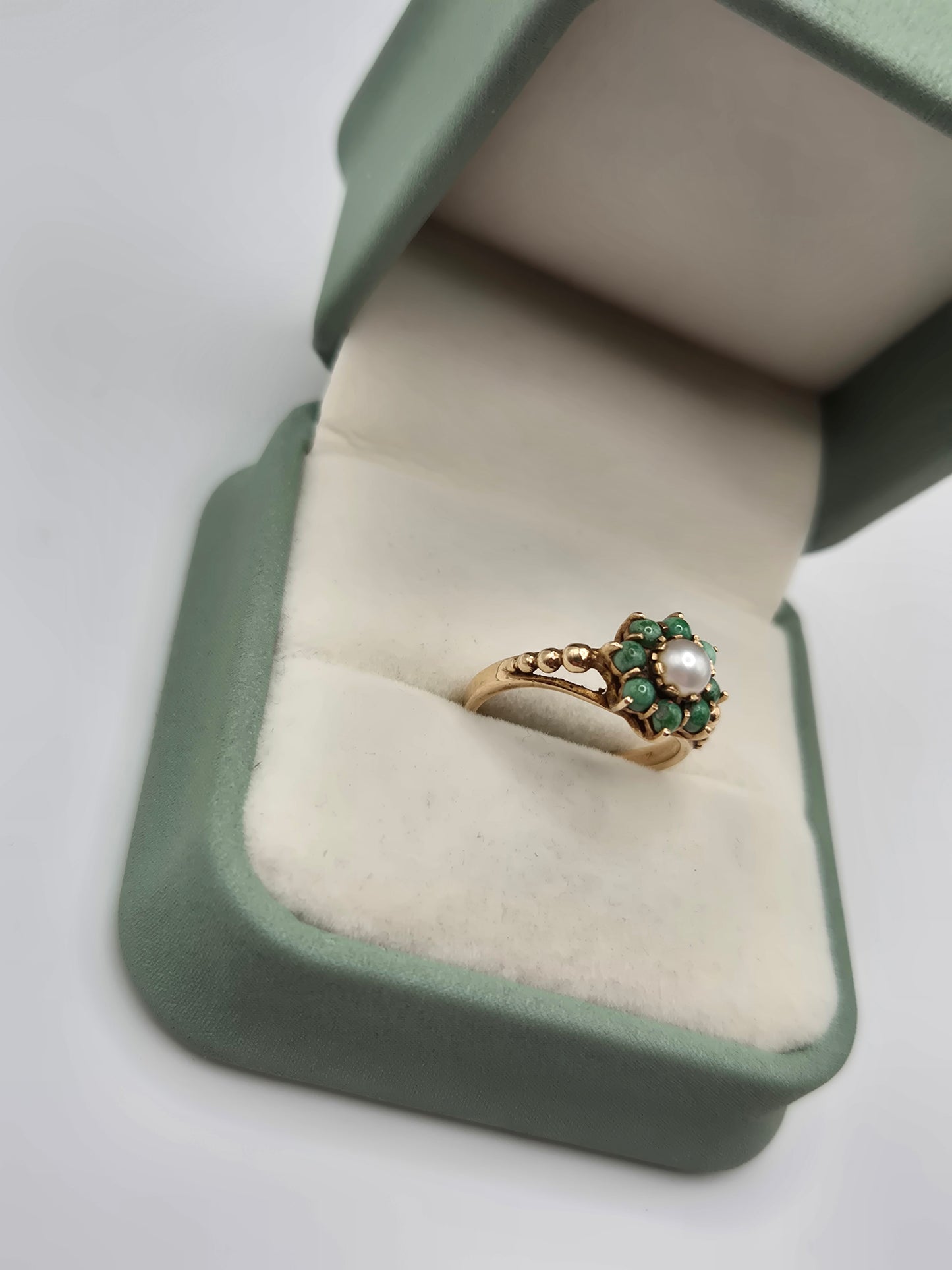 9ct gold turquoise and pearl ring