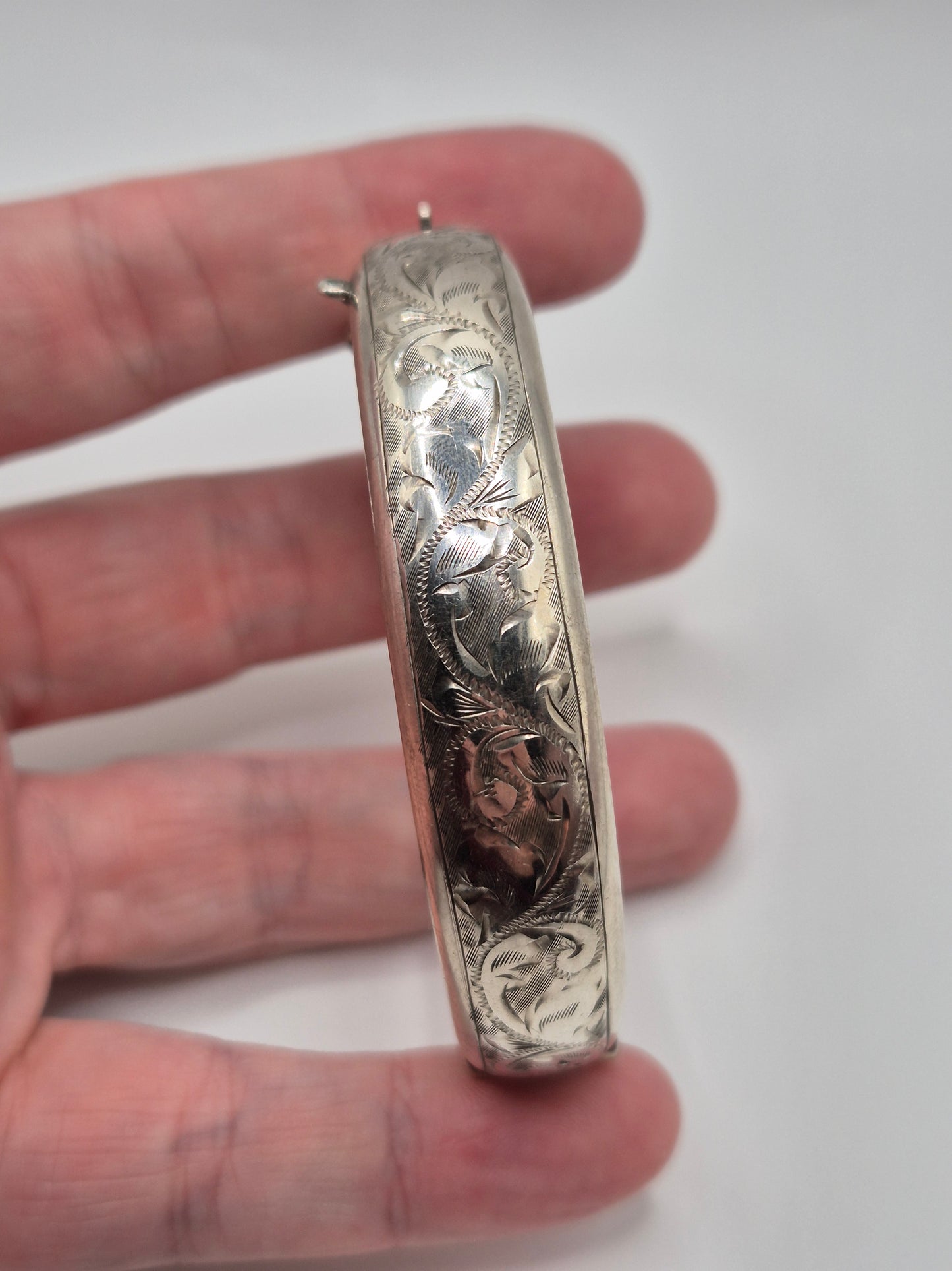 Vintage engraved silver bangle