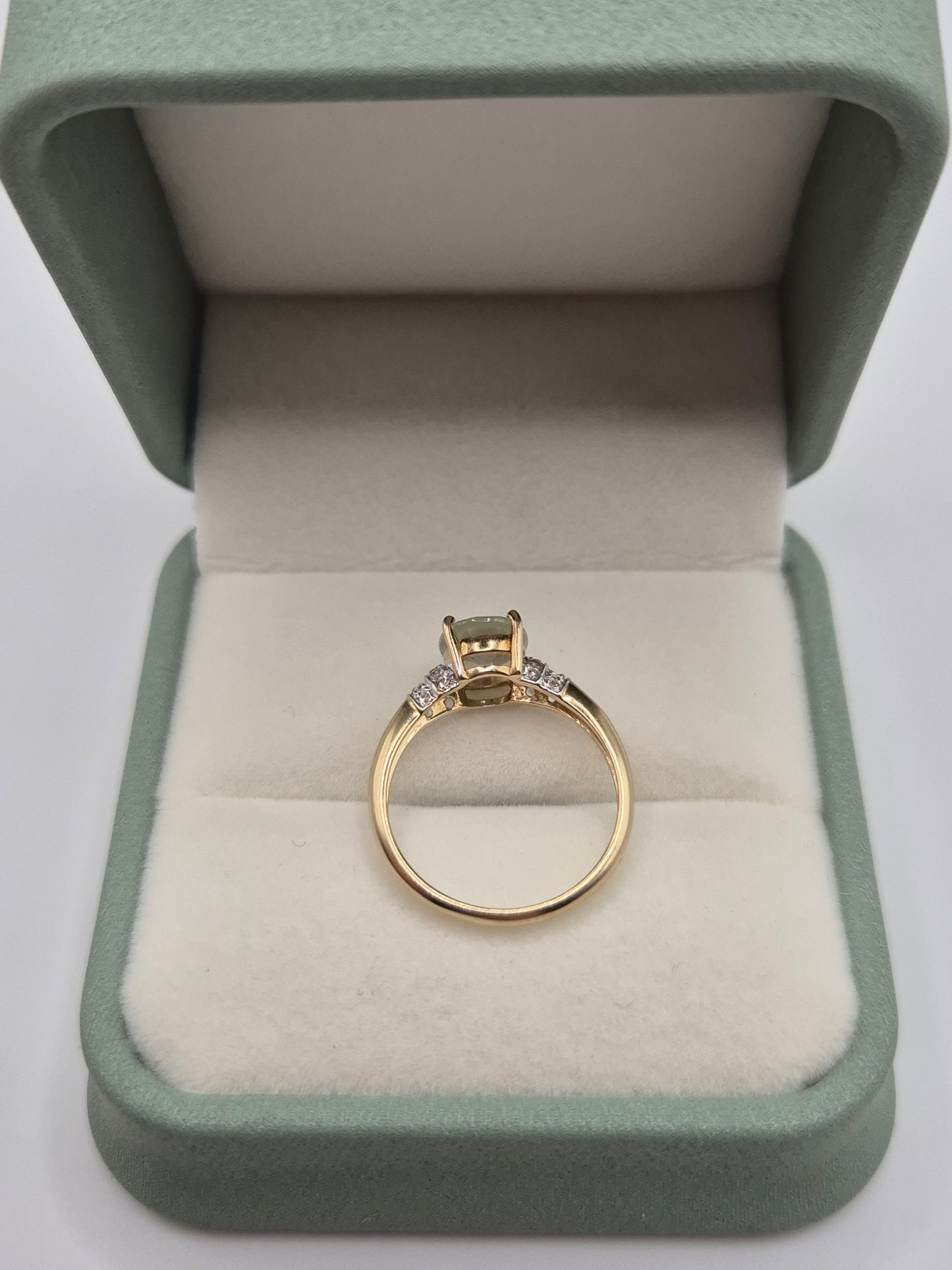 9ct gold prehnite ring