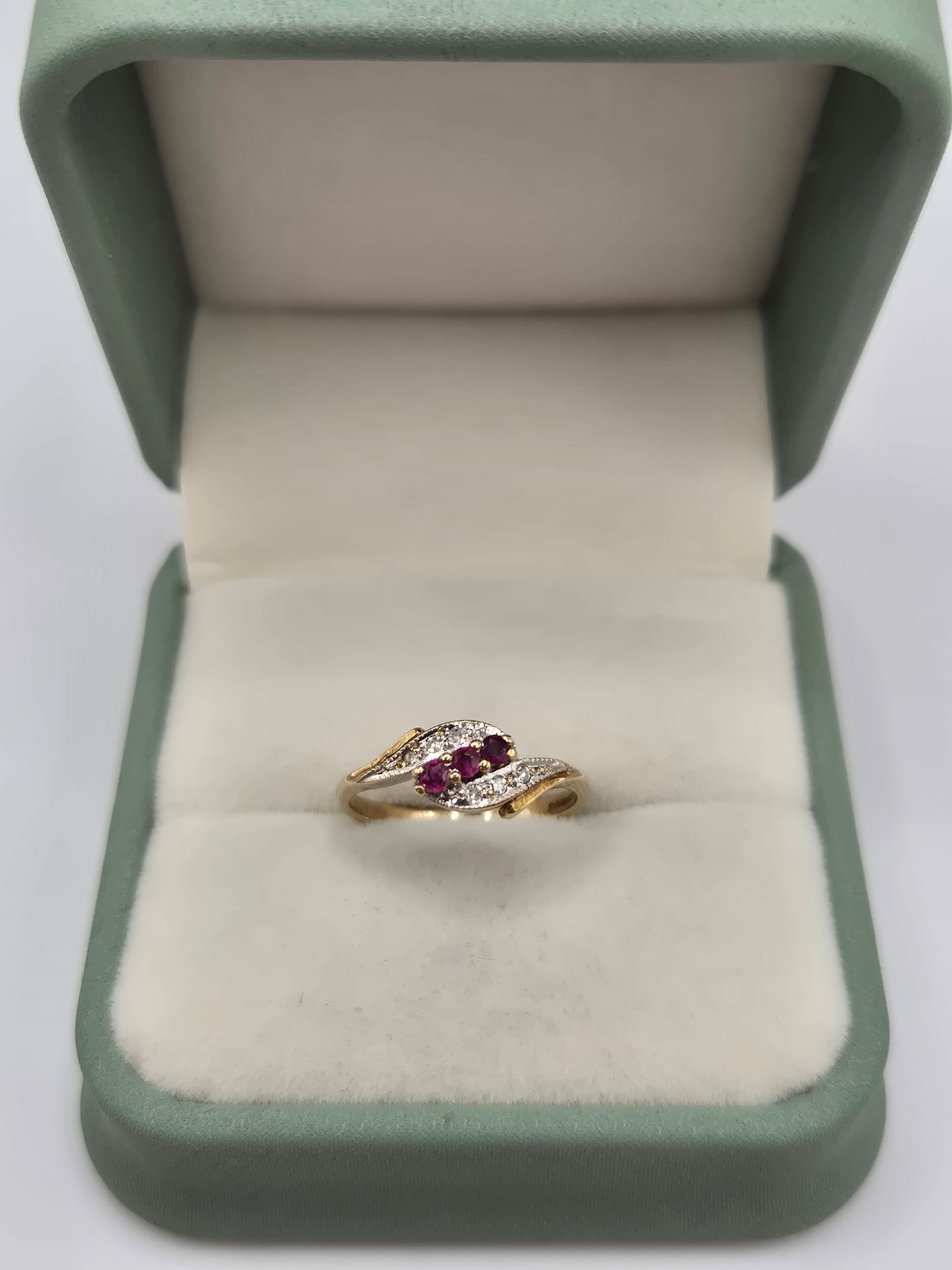 9ct gold ruby and diamond ring