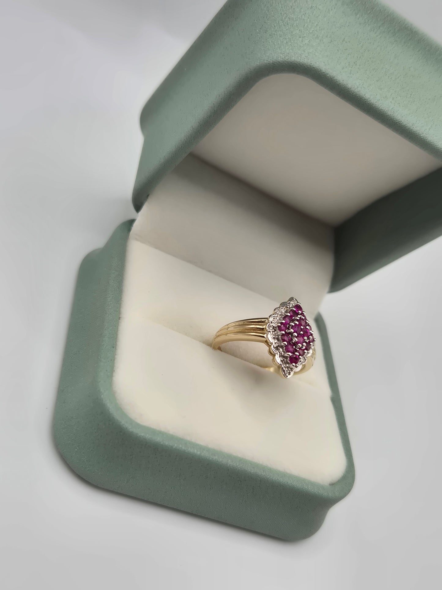 9ct gold ruby and diamond ring