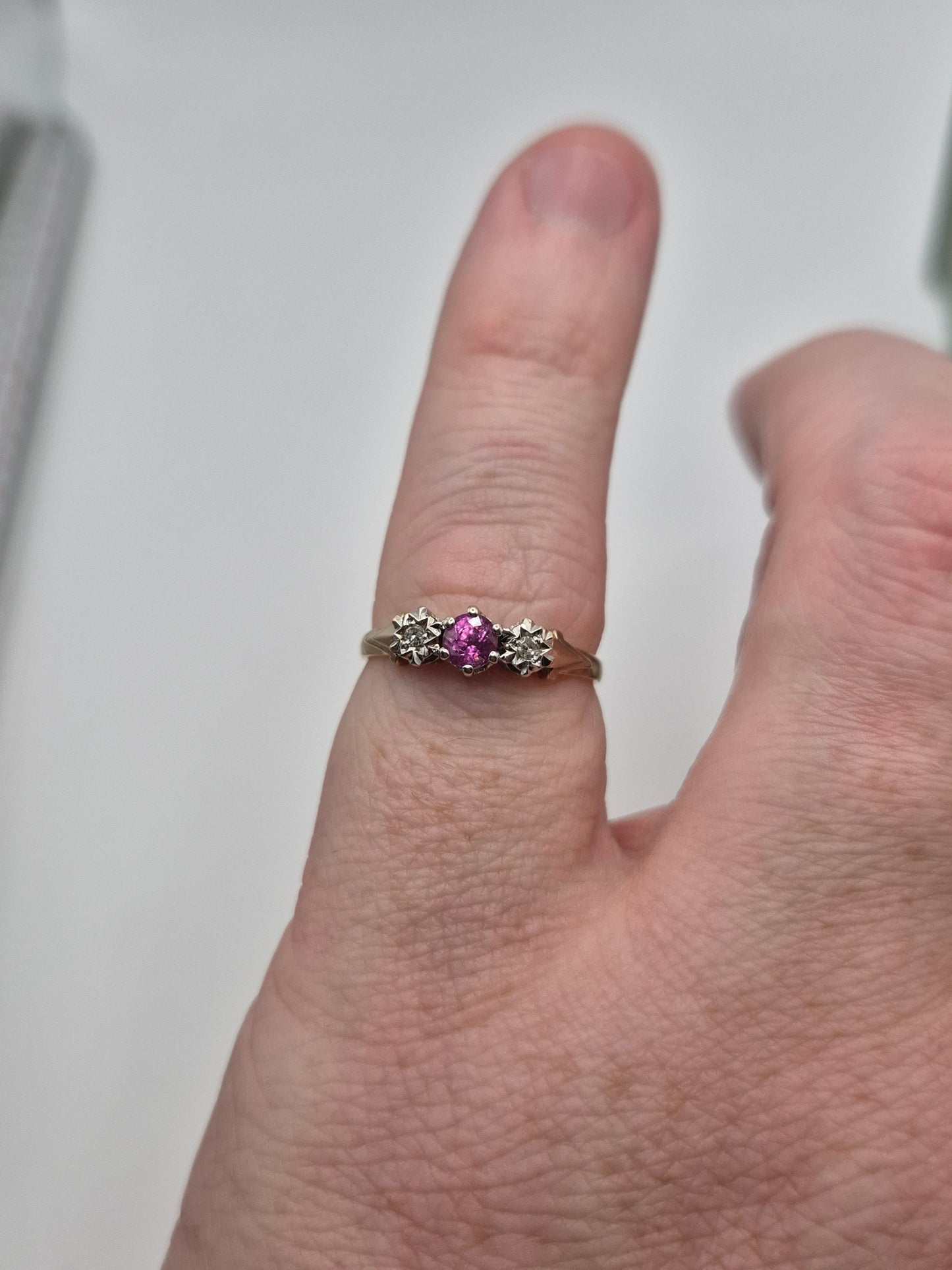 9ct gold ruby and diamond ring
