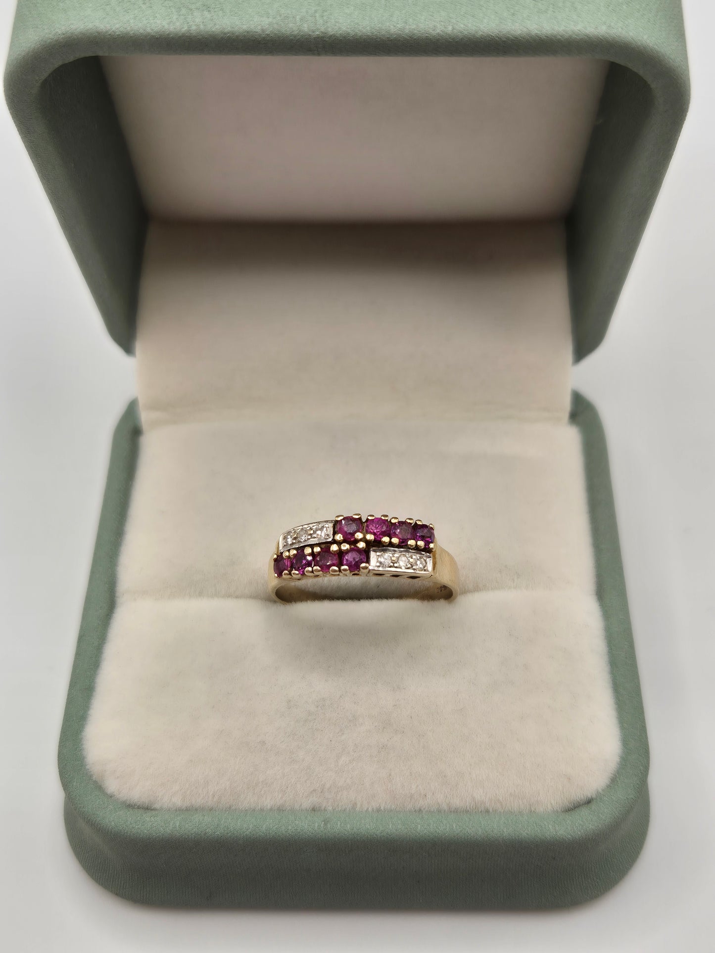 9ct gold ruby and diamond ring