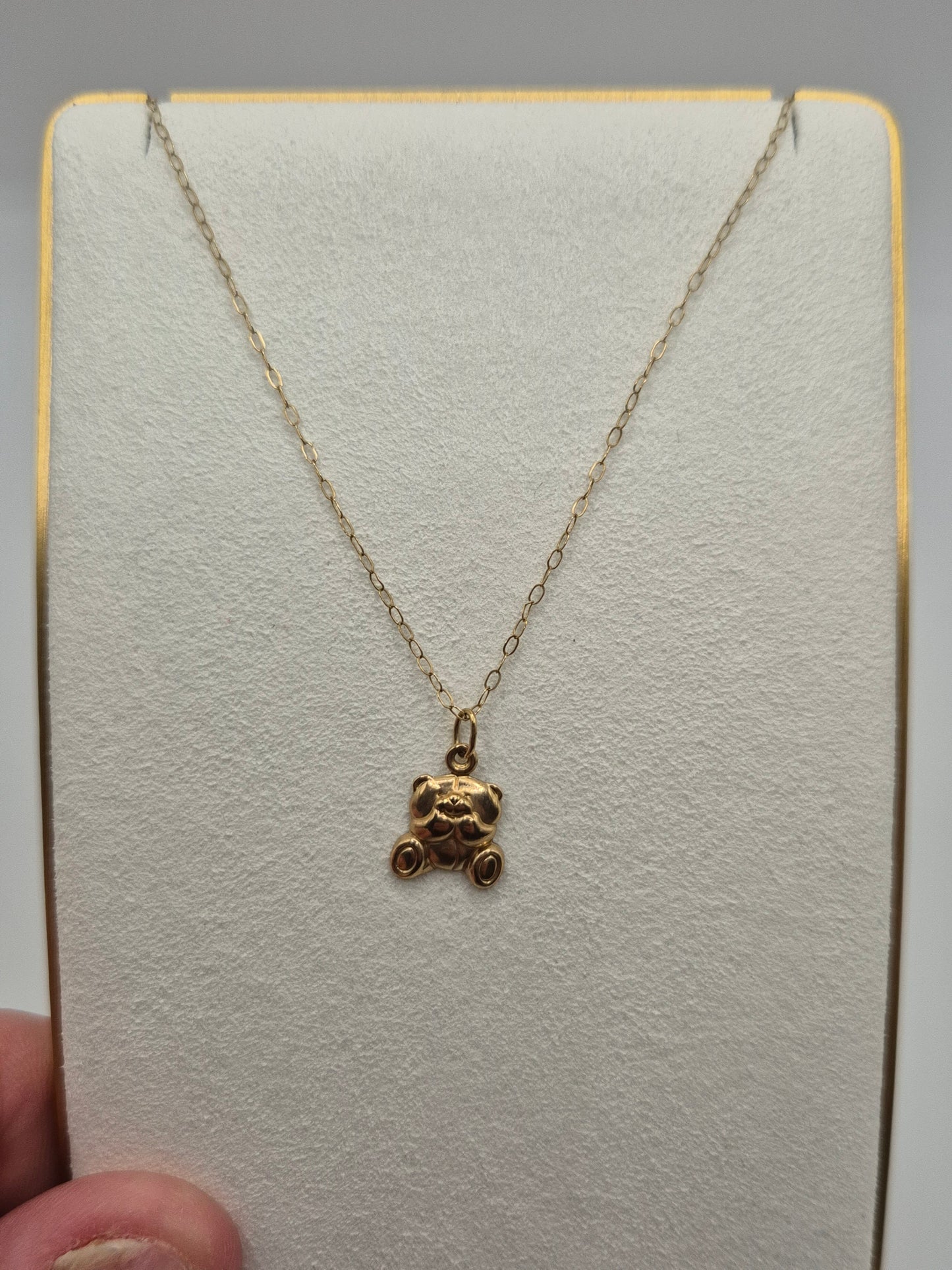 9ct gold "forever friends" bear necklace