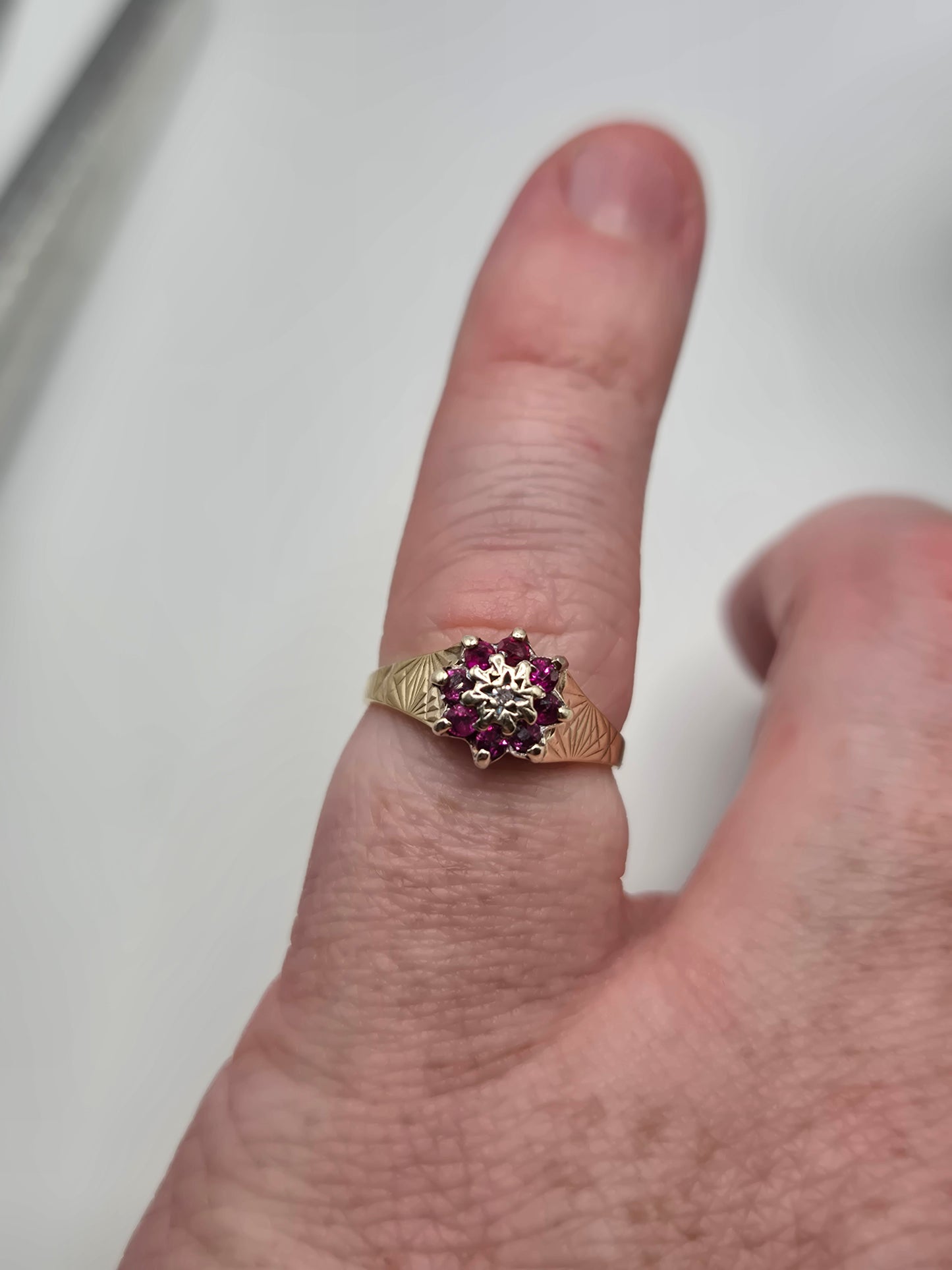 9ct gold ruby and diamond ring