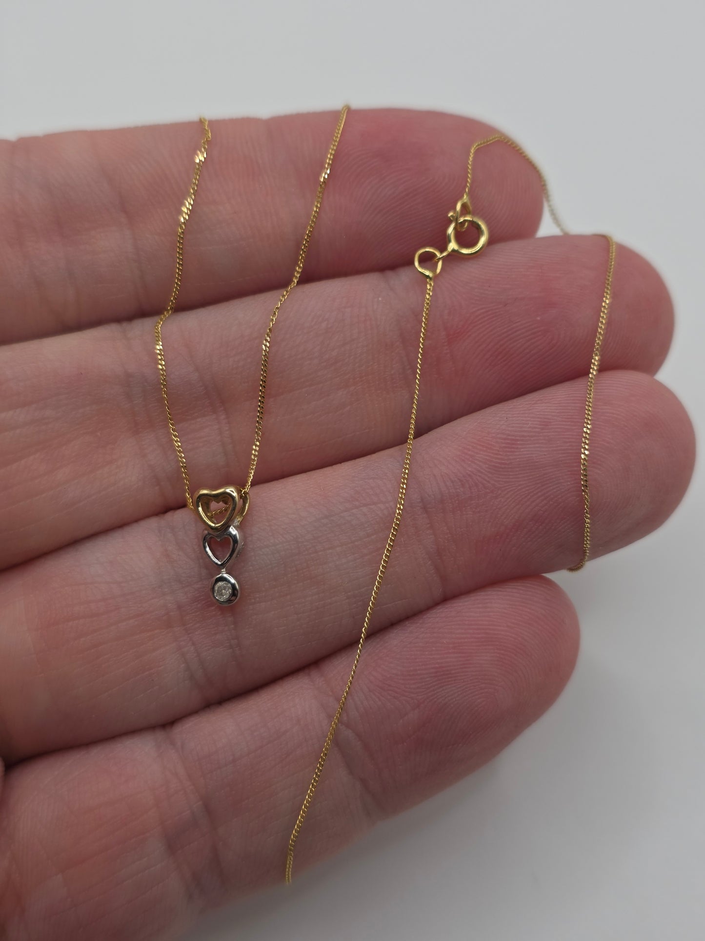 9ct two tone gold diamond heart necklace