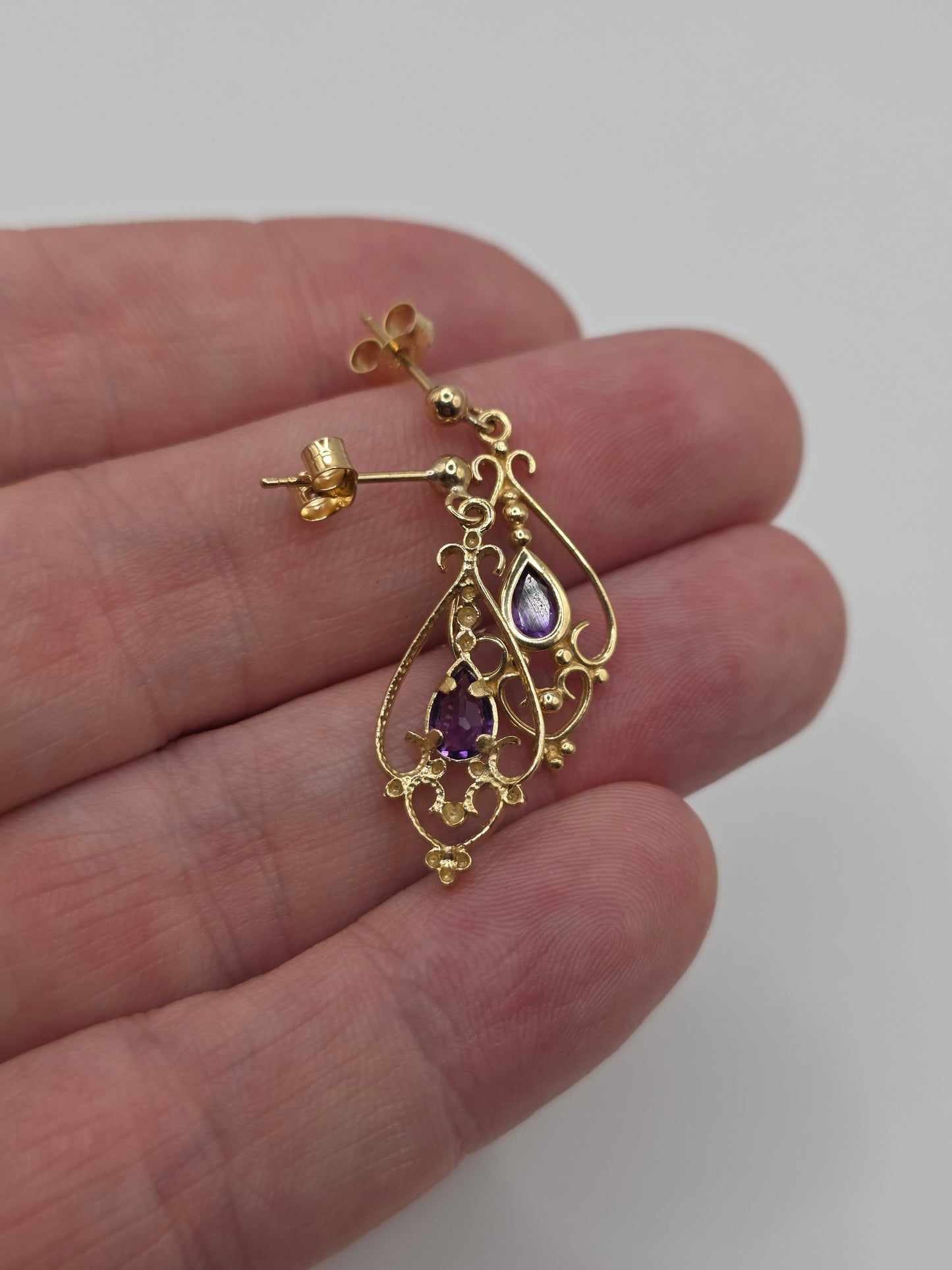 9ct gold amethyst earrings